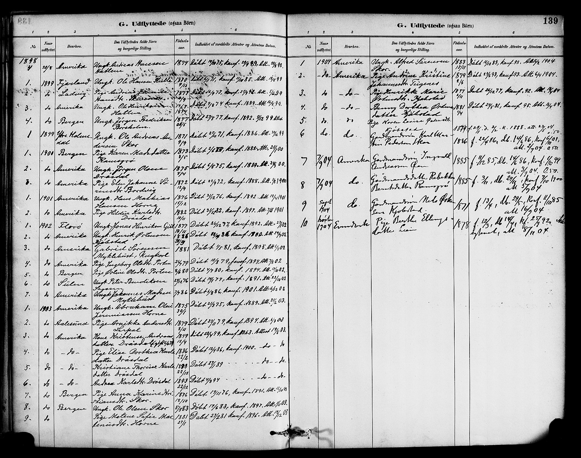 Hyllestad sokneprestembete, SAB/A-80401: Parish register (official) no. D 1, 1886-1905, p. 139