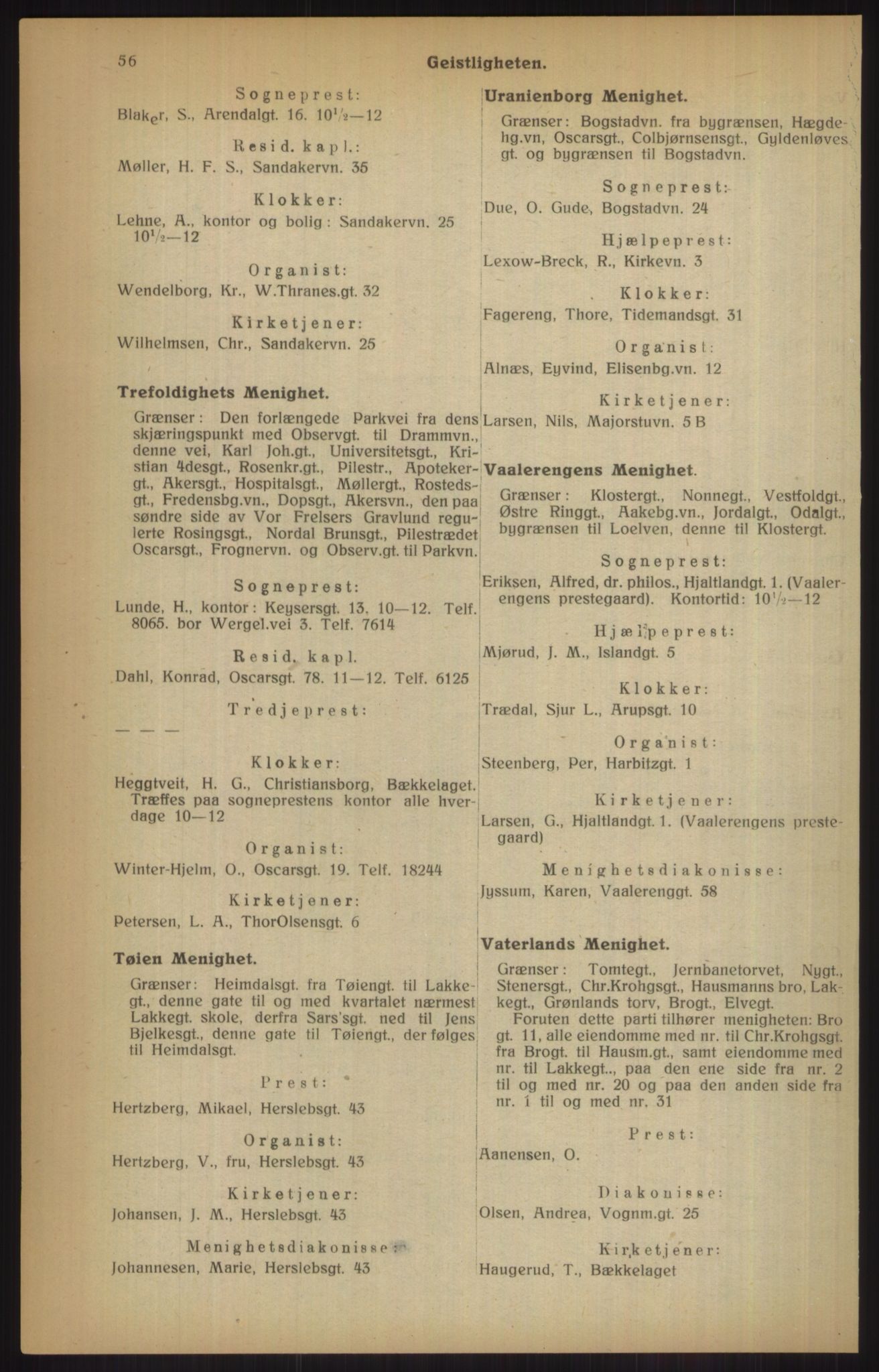 Kristiania/Oslo adressebok, PUBL/-, 1915, p. 56