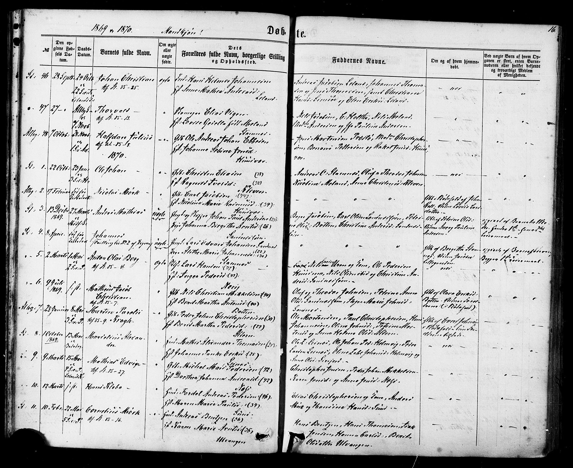 Ministerialprotokoller, klokkerbøker og fødselsregistre - Nordland, SAT/A-1459/830/L0449: Parish register (official) no. 830A13, 1866-1886, p. 16