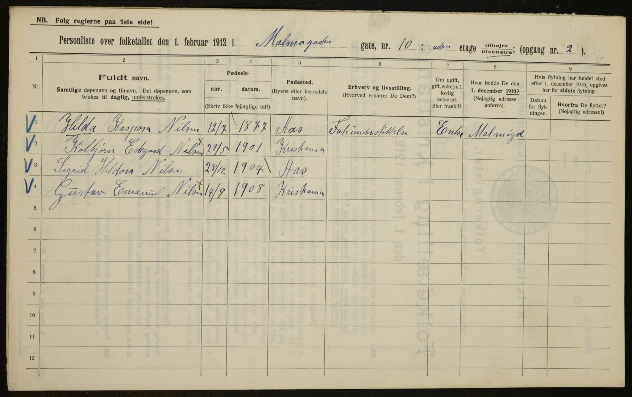 OBA, Municipal Census 1912 for Kristiania, 1912, p. 60481