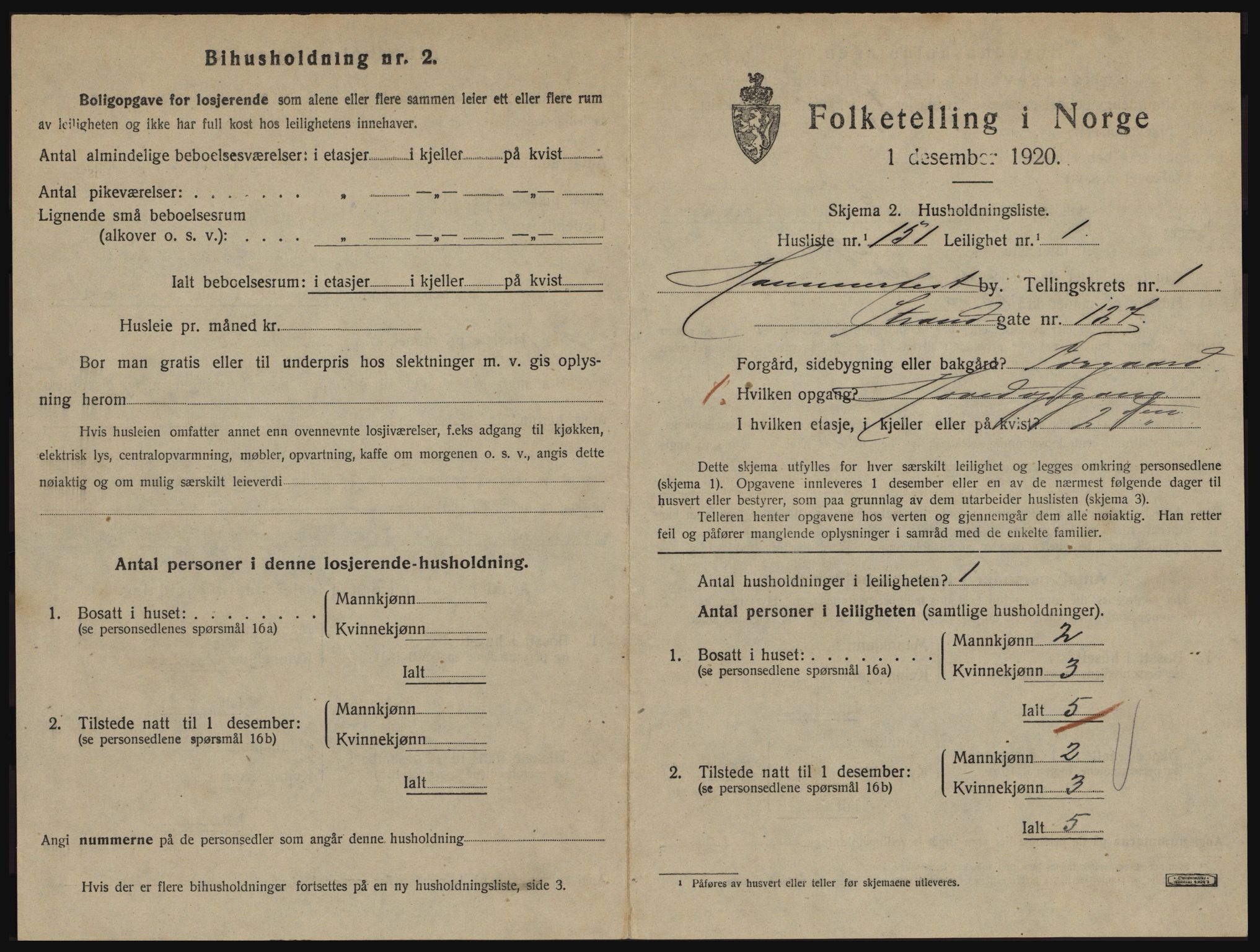 SATØ, 1920 census for Hammerfest, 1920, p. 1458