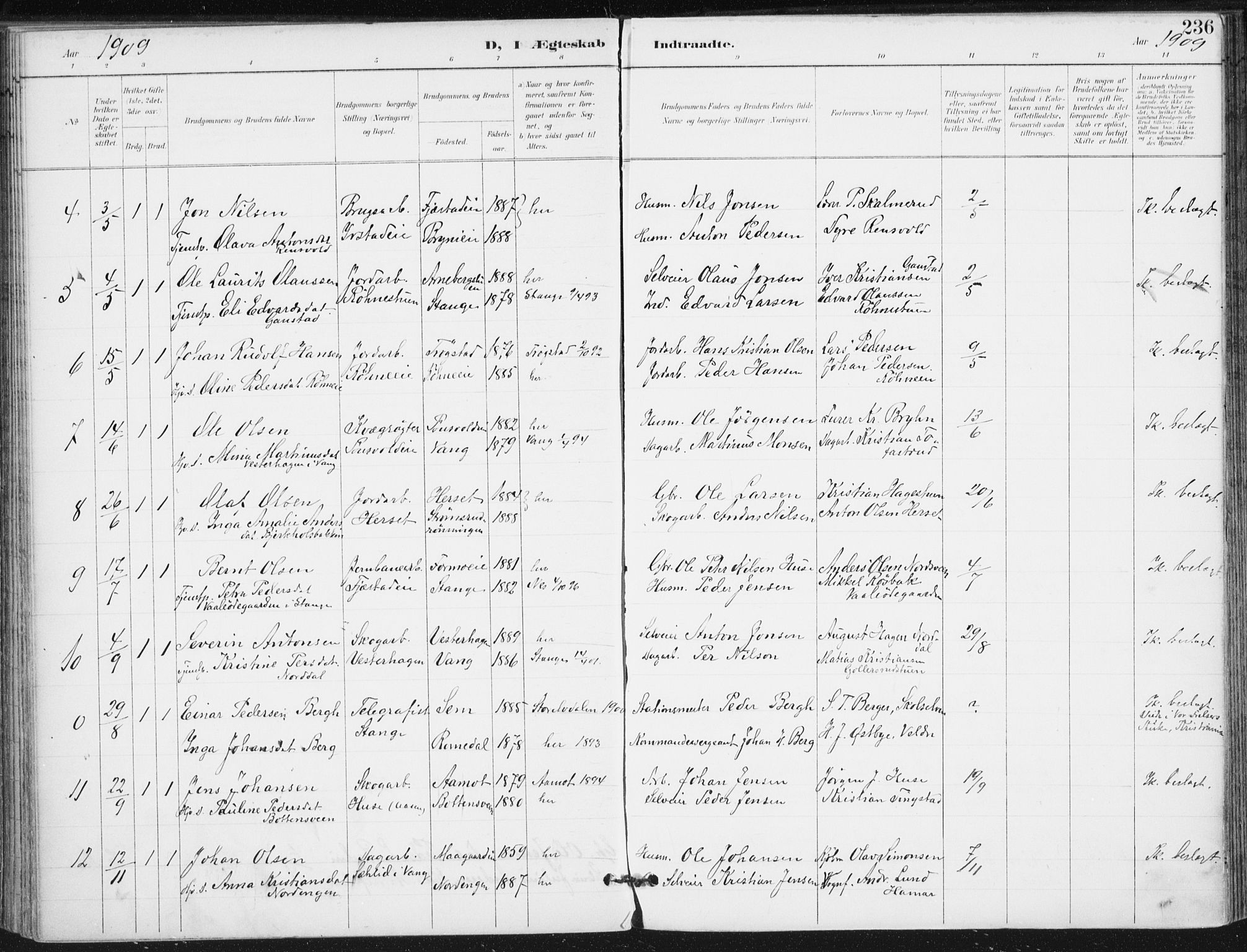 Romedal prestekontor, AV/SAH-PREST-004/K/L0011: Parish register (official) no. 11, 1896-1912, p. 236