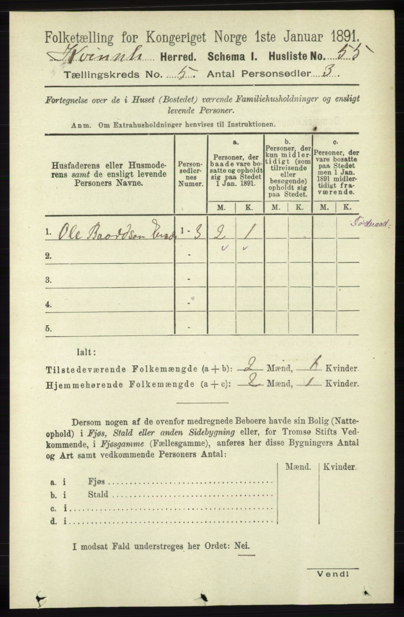 RA, 1891 census for 1224 Kvinnherad, 1891, p. 1736