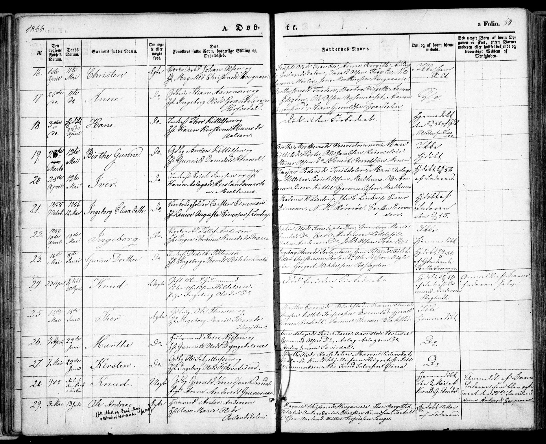 Froland sokneprestkontor, AV/SAK-1111-0013/F/Fa/L0002: Parish register (official) no. A 2, 1845-1863, p. 54