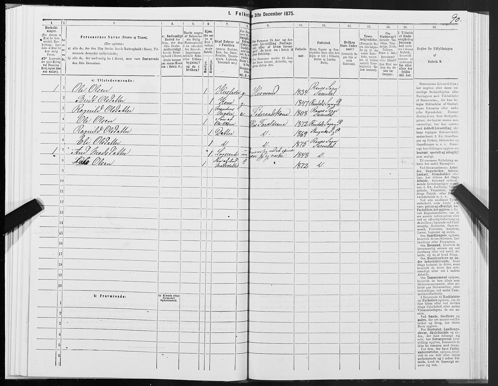 SAT, 1875 census for 1566P Surnadal, 1875, p. 3090