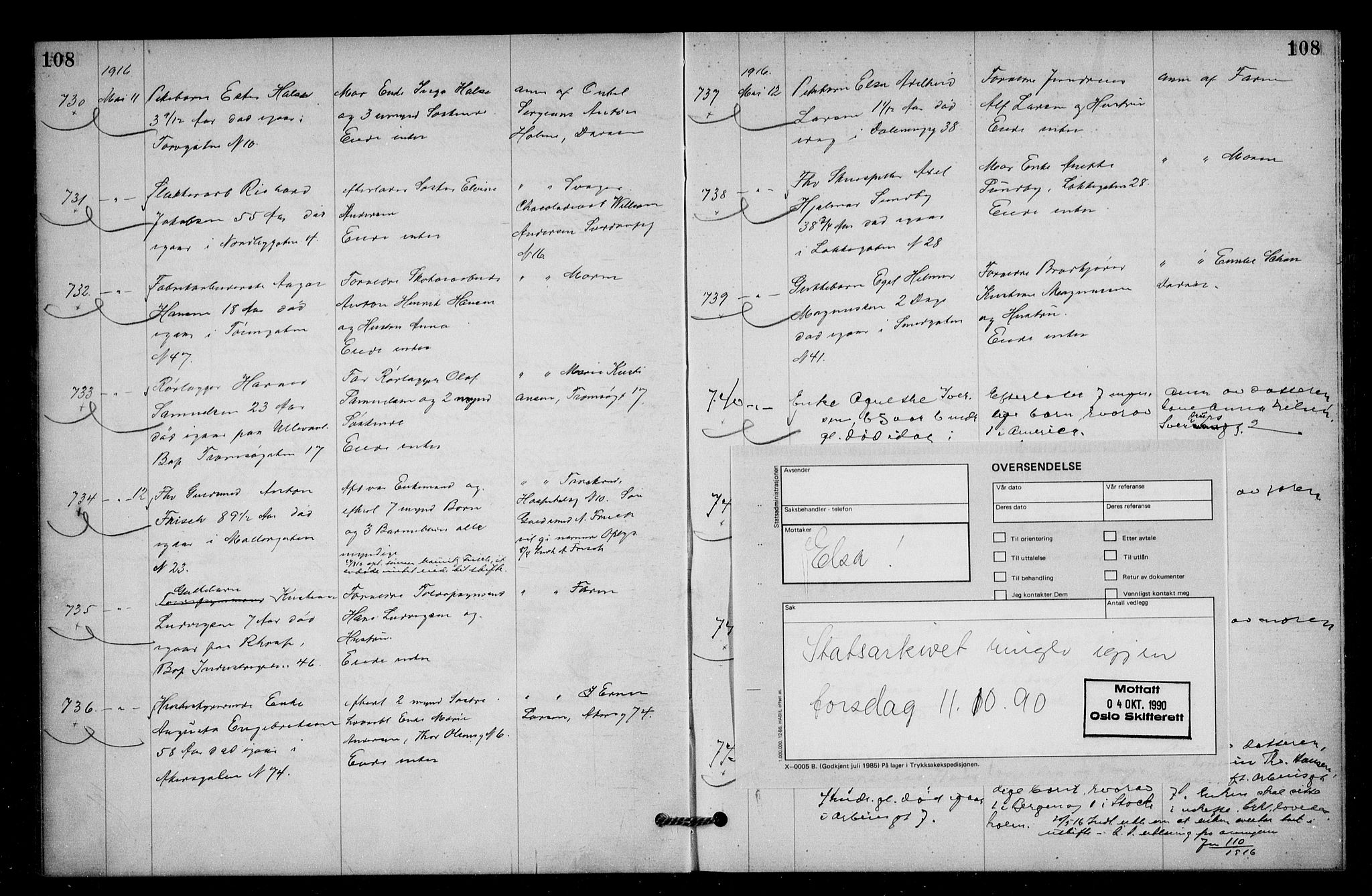 Oslo skifterett, AV/SAO-A-10383/G/Ga/Gac/L0008: Dødsfallsprotokoll, 1915-1917, p. 108