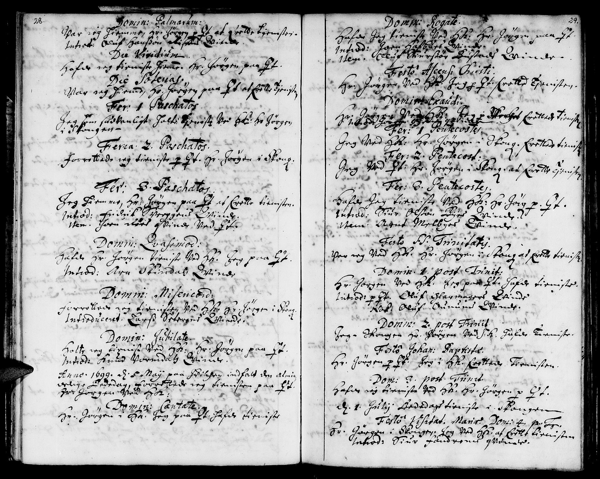 Ministerialprotokoller, klokkerbøker og fødselsregistre - Sør-Trøndelag, SAT/A-1456/668/L0801: Parish register (official) no. 668A01, 1695-1716, p. 28-29