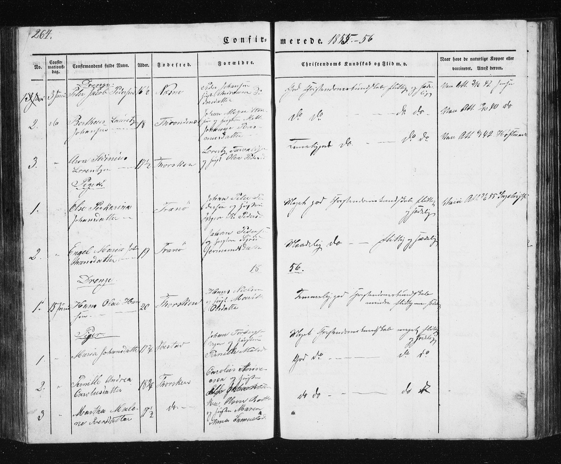 Berg sokneprestkontor, SATØ/S-1318/G/Ga/Gab/L0011klokker: Parish register (copy) no. 11, 1833-1878, p. 264