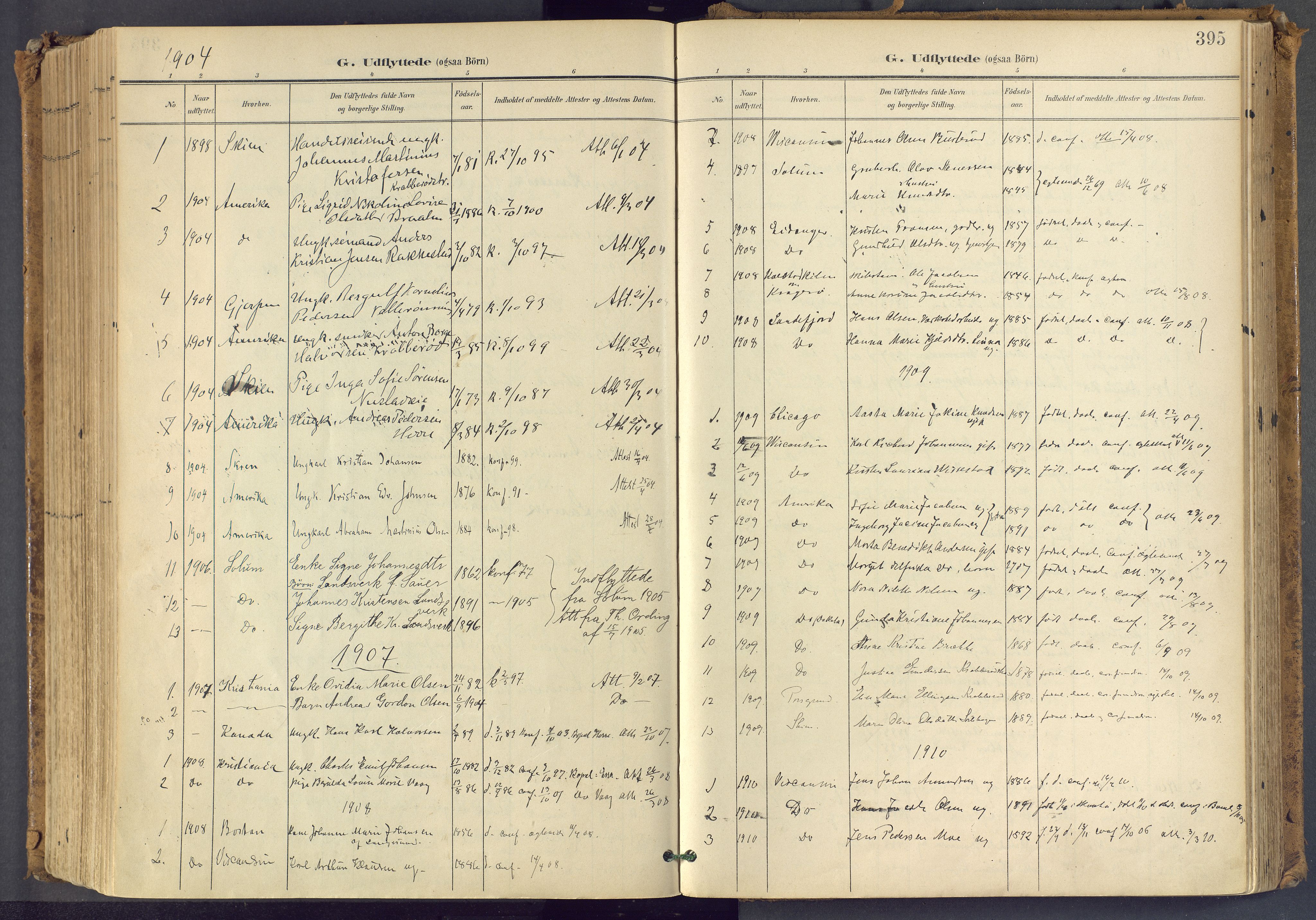 Bamble kirkebøker, SAKO/A-253/F/Fa/L0009: Parish register (official) no. I 9, 1901-1917, p. 395