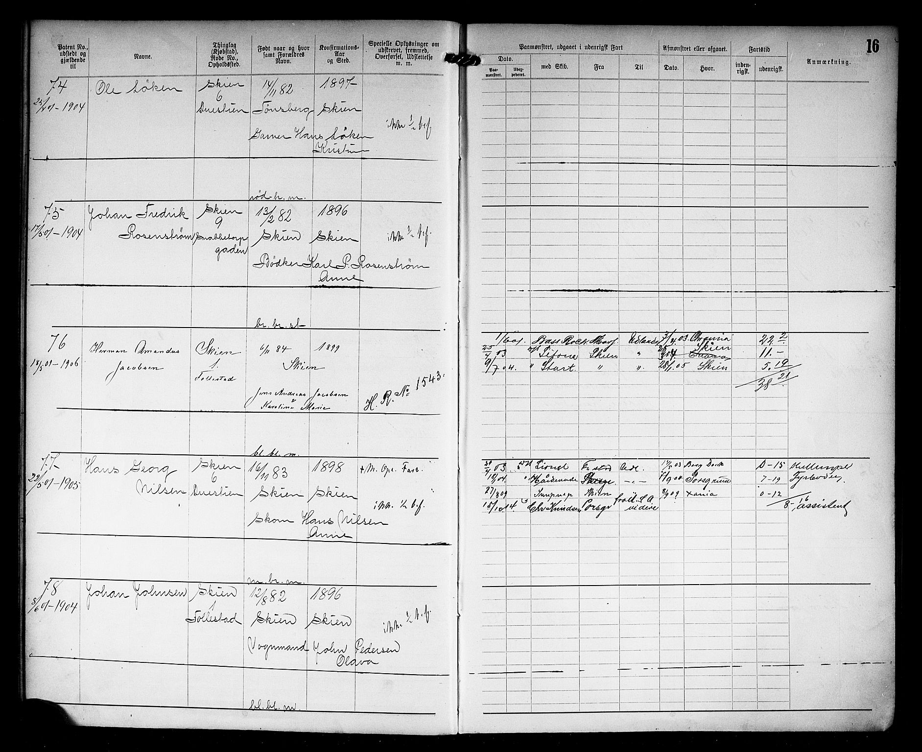 Skien innrulleringskontor, AV/SAKO-A-832/F/Fc/L0006: Annotasjonsrulle, 1899-1911, p. 18