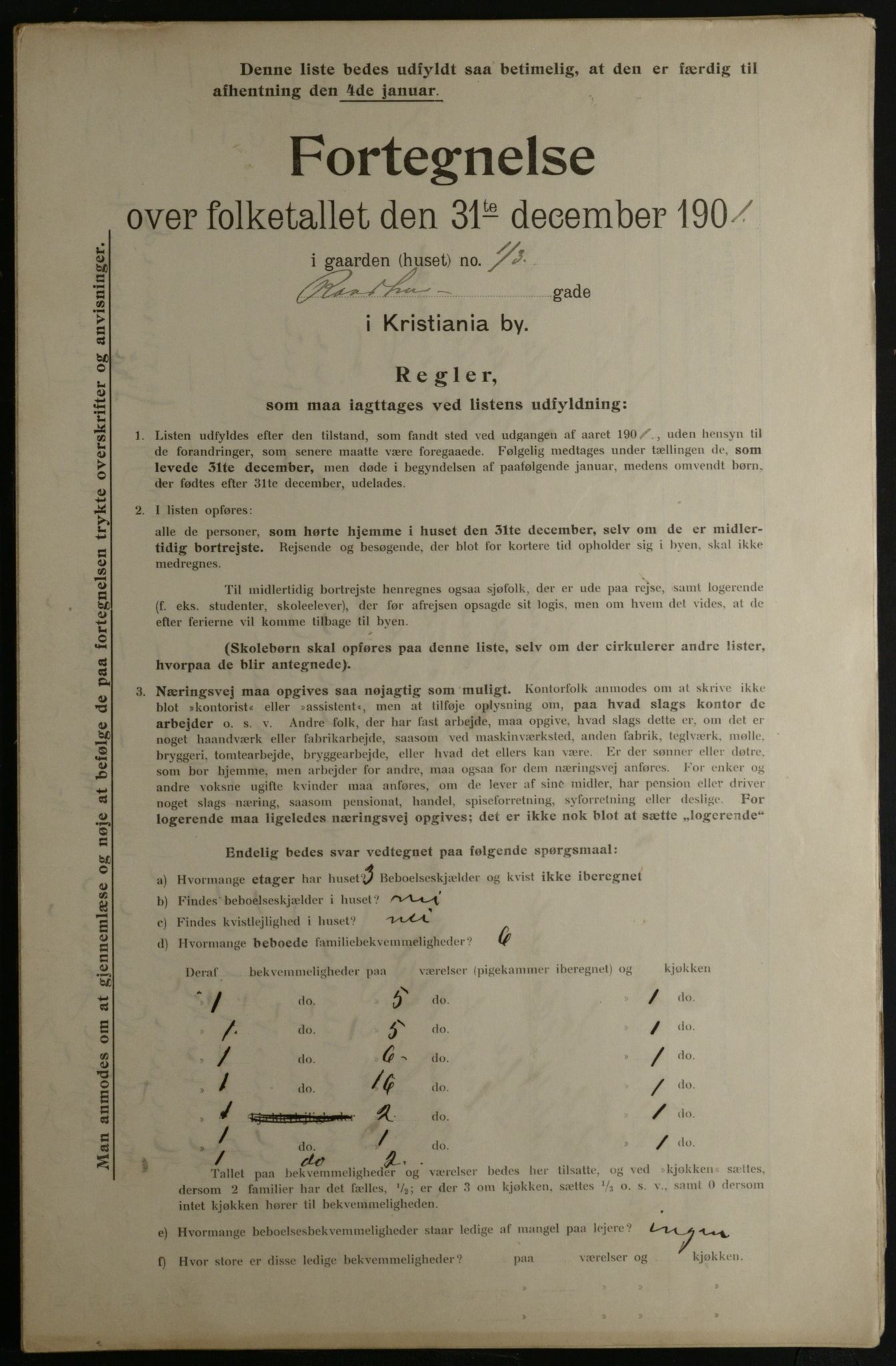 OBA, Municipal Census 1901 for Kristiania, 1901, p. 13214