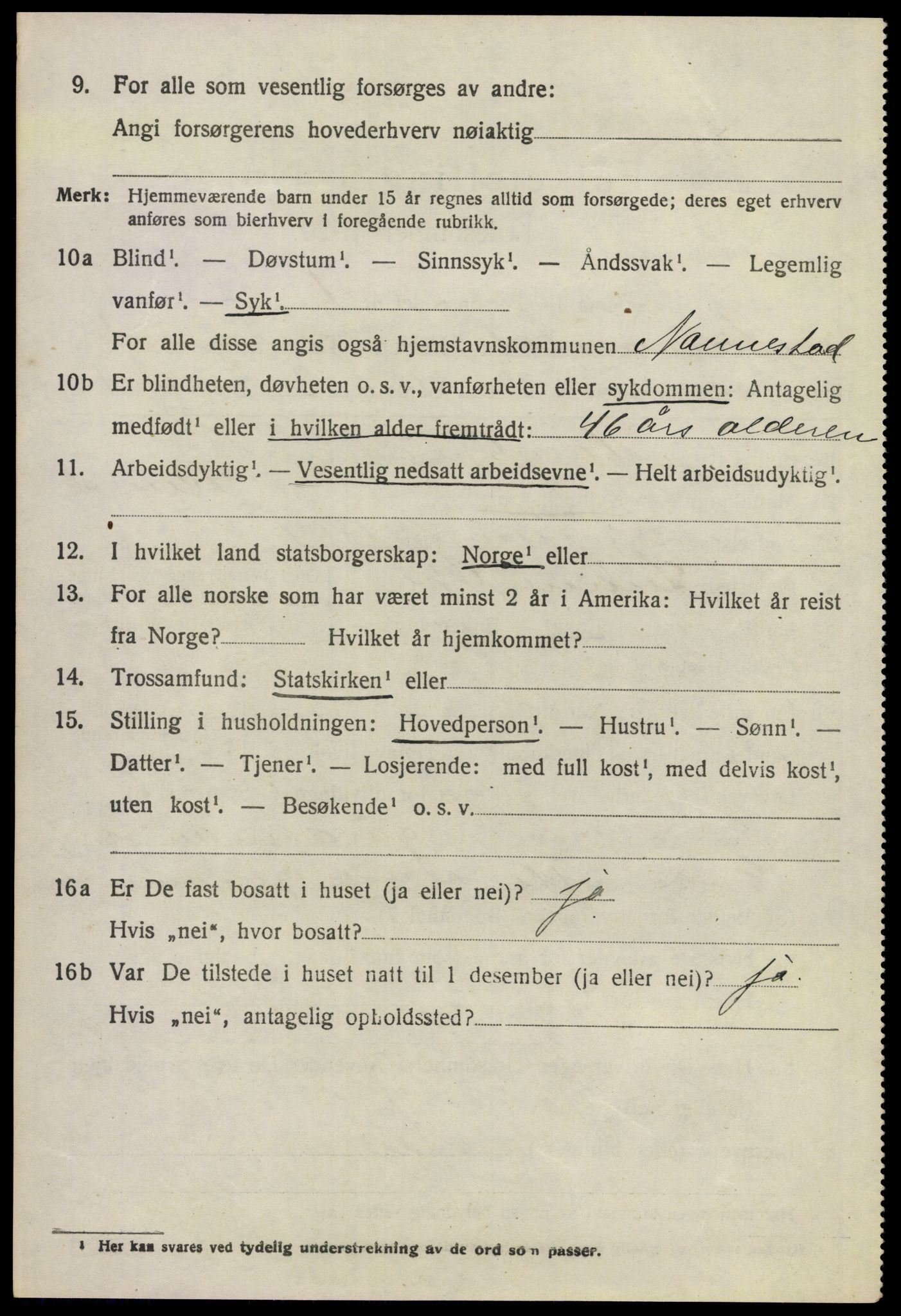 SAO, 1920 census for Nannestad, 1920, p. 2306