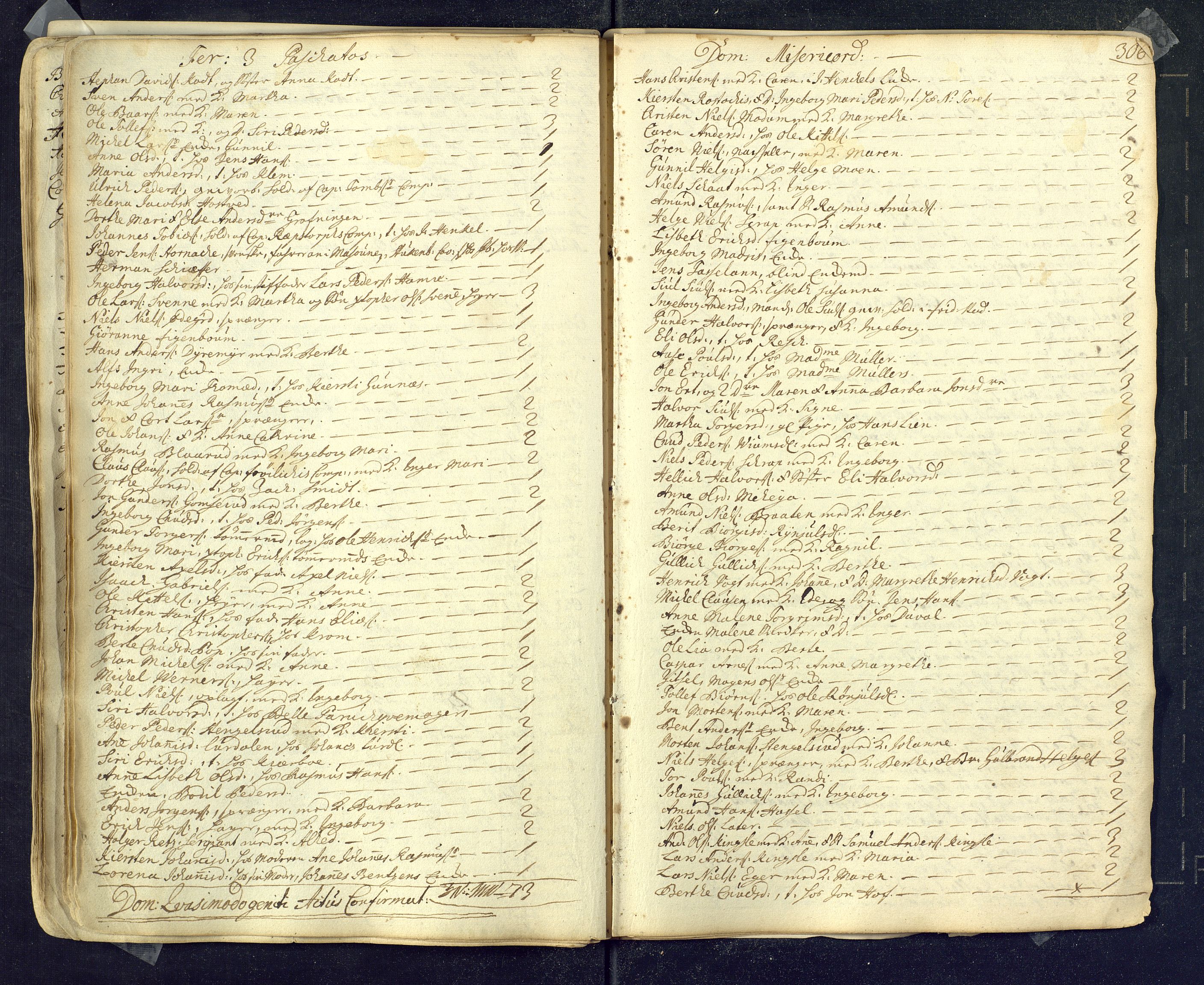 Kongsberg kirkebøker, AV/SAKO-A-22/M/Ma/L0001: Communicants register no. 1, 1731-1739, p. 306