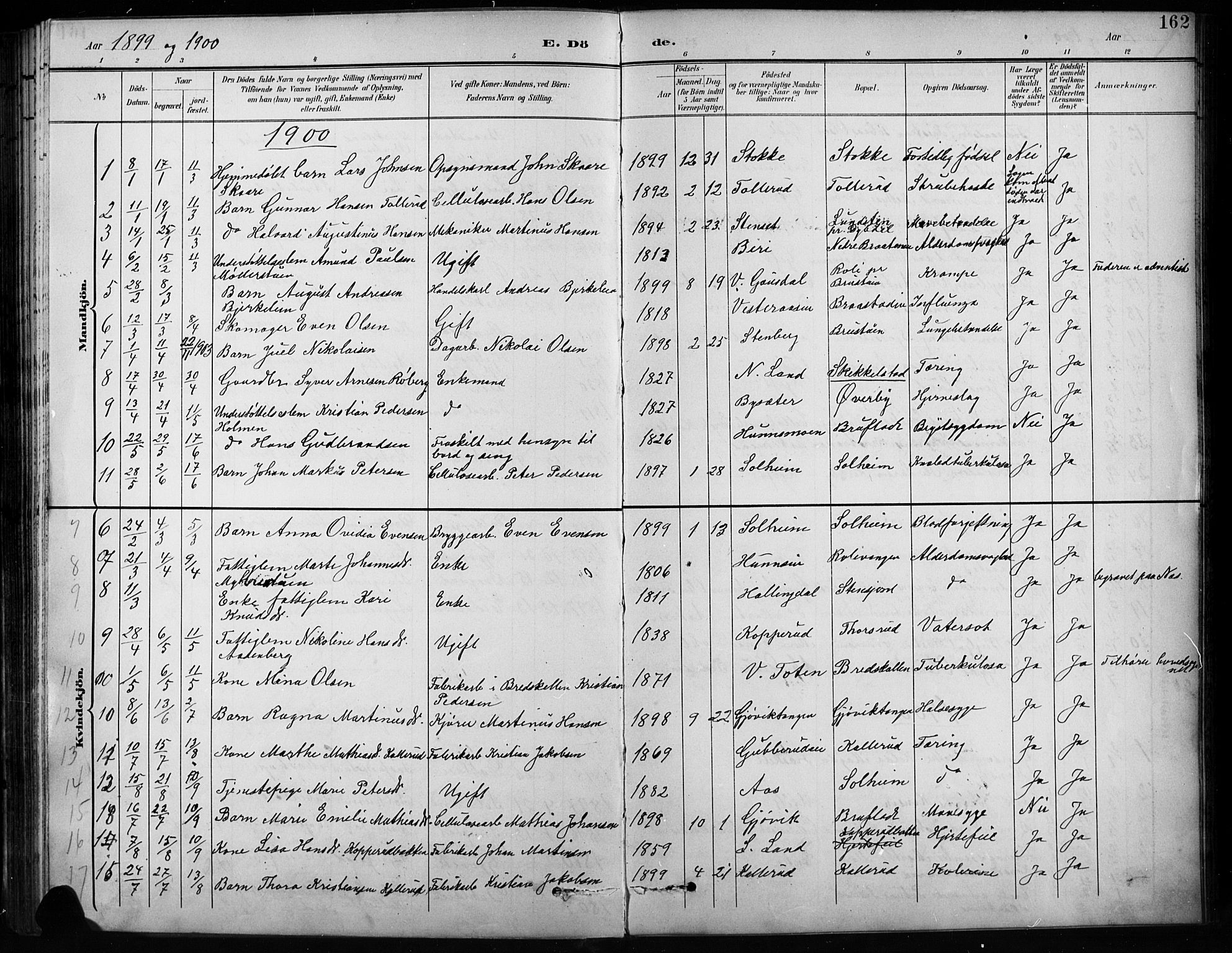 Vardal prestekontor, AV/SAH-PREST-100/H/Ha/Hab/L0010: Parish register (copy) no. 10, 1895-1903, p. 162