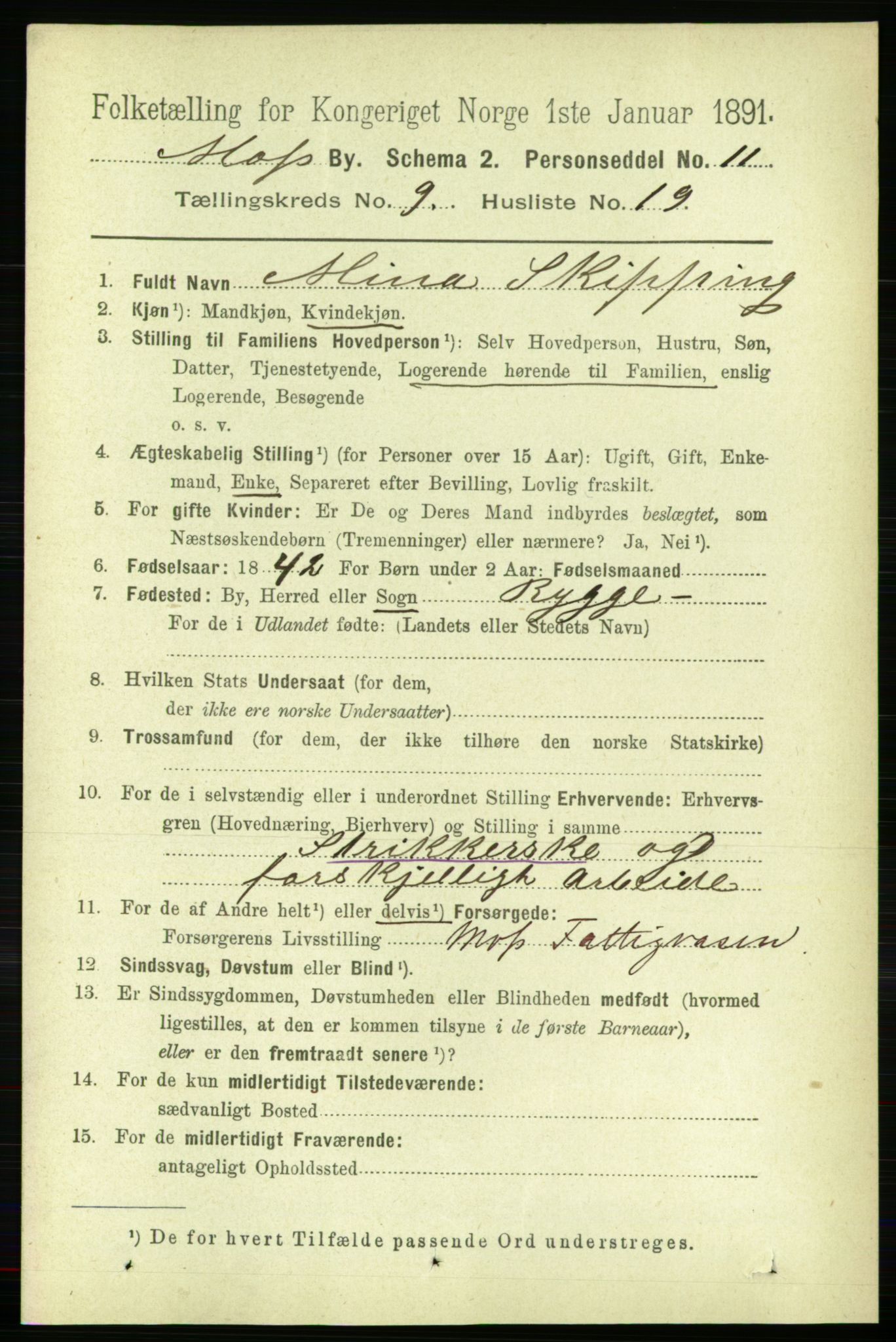 RA, 1891 census for 0104 Moss, 1891, p. 5459