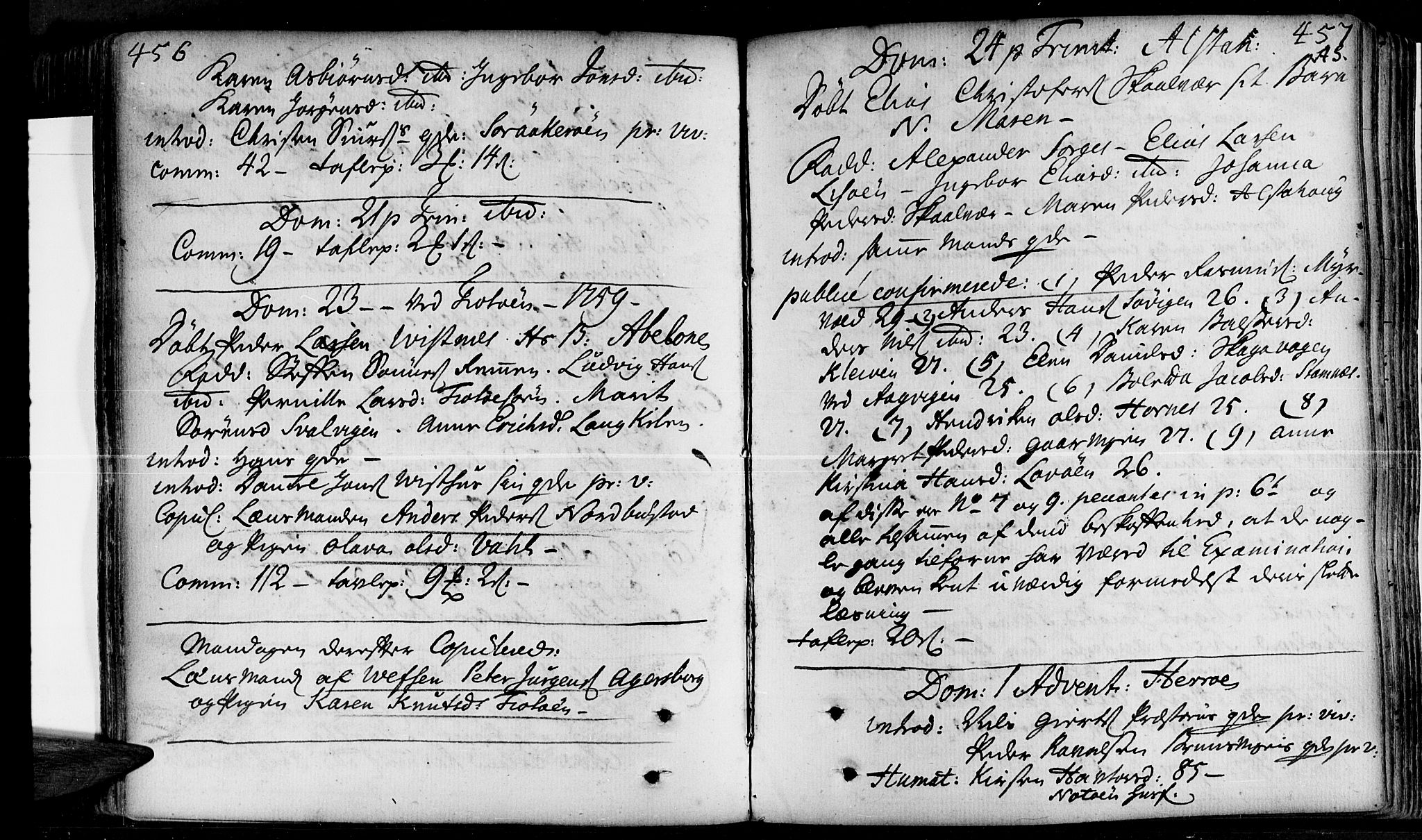 Ministerialprotokoller, klokkerbøker og fødselsregistre - Nordland, SAT/A-1459/830/L0435: Parish register (official) no. 830A04, 1737-1768, p. 456-457
