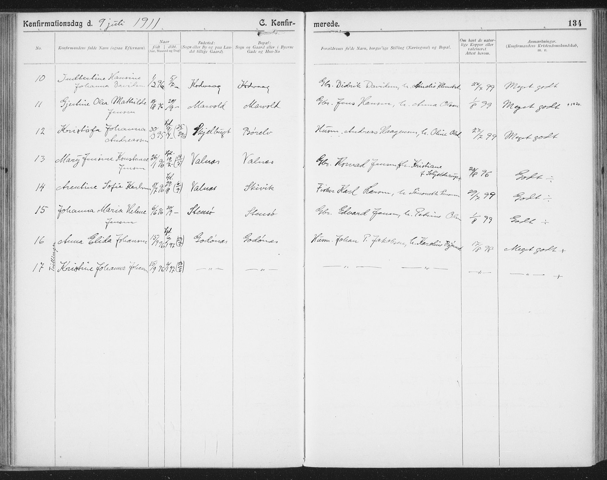 Ministerialprotokoller, klokkerbøker og fødselsregistre - Nordland, SAT/A-1459/804/L0081: Parish register (official) no. 804A02, 1901-1915, p. 134