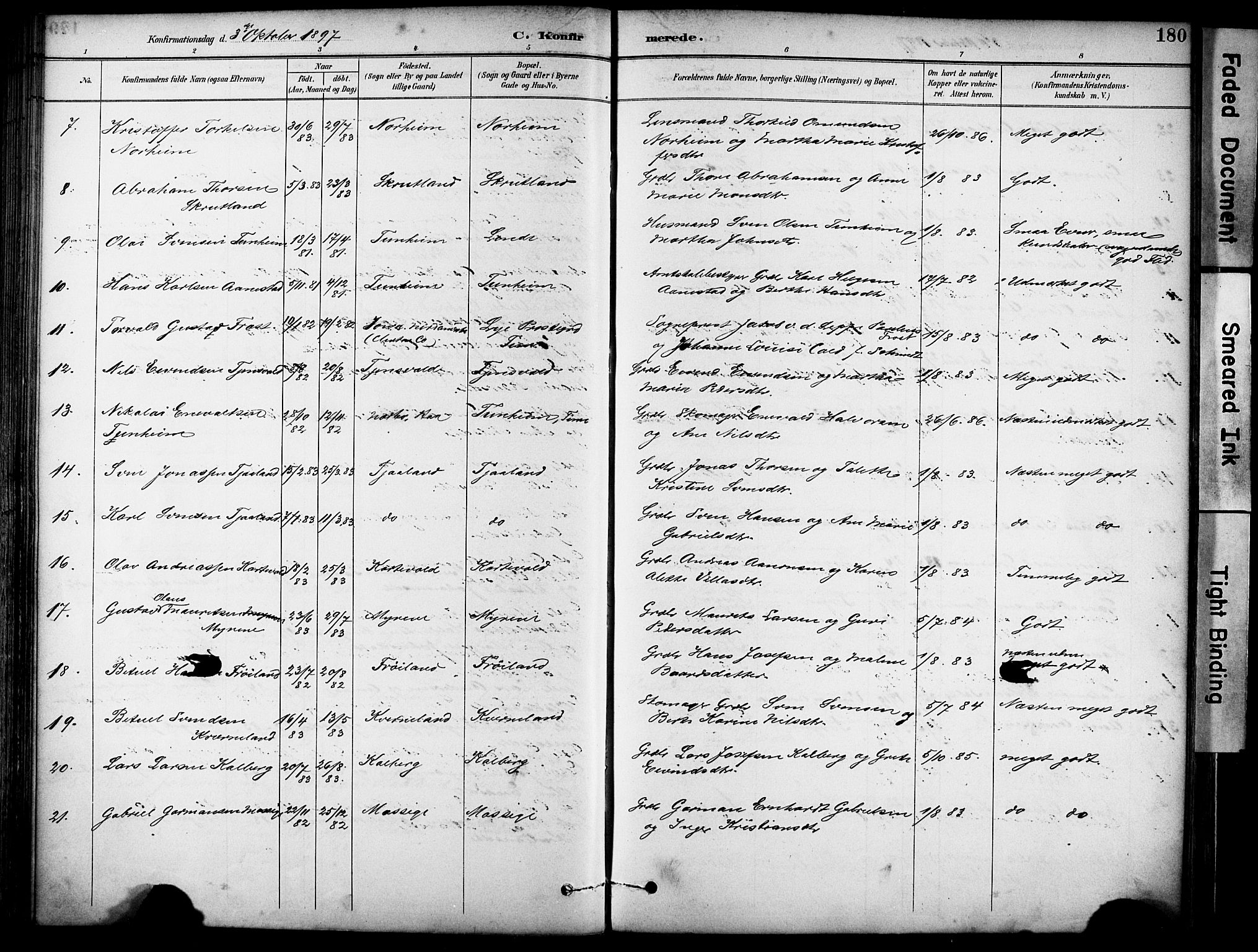 Lye sokneprestkontor, AV/SAST-A-101794/001/30BA/L0011: Parish register (official) no. A 9, 1893-1903, p. 180