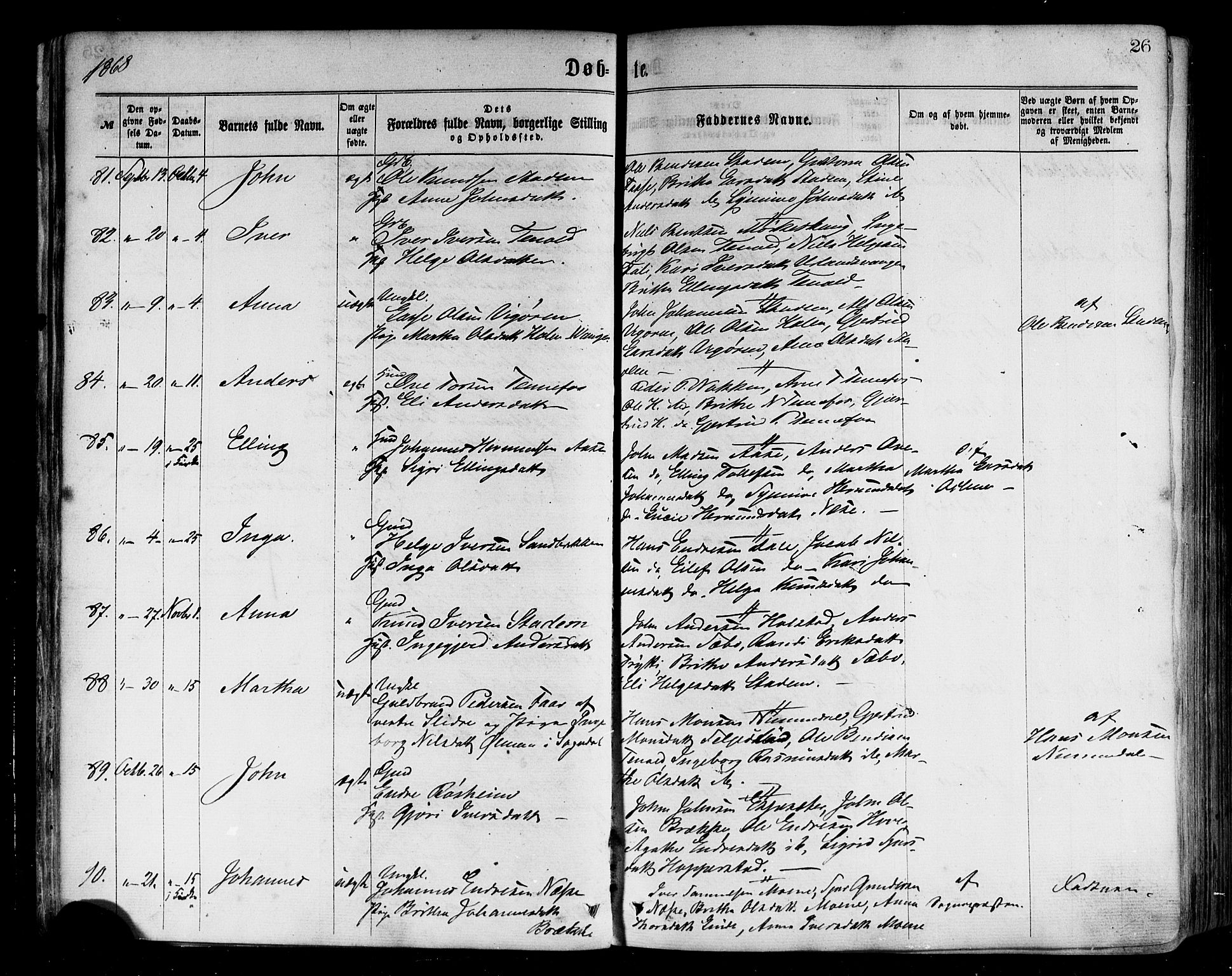 Vik sokneprestembete, AV/SAB-A-81501/H/Haa/Haaa/L0009: Parish register (official) no. A 9, 1866-1877, p. 26
