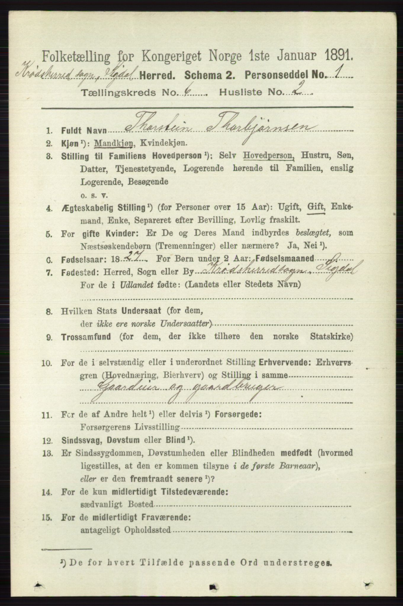 RA, 1891 census for 0621 Sigdal, 1891, p. 6640