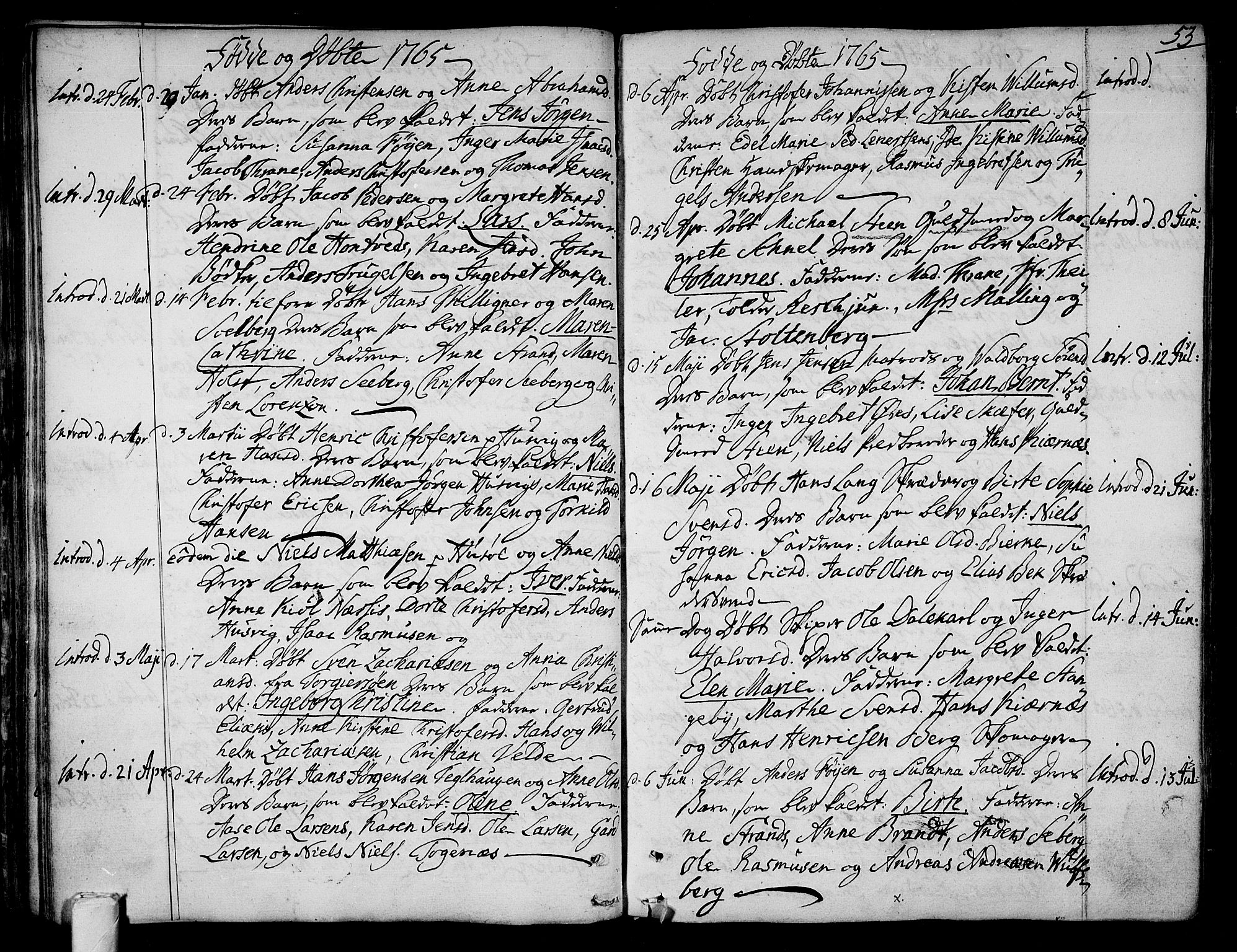 Tønsberg kirkebøker, AV/SAKO-A-330/F/Fa/L0002: Parish register (official) no. I 2, 1760-1796, p. 53