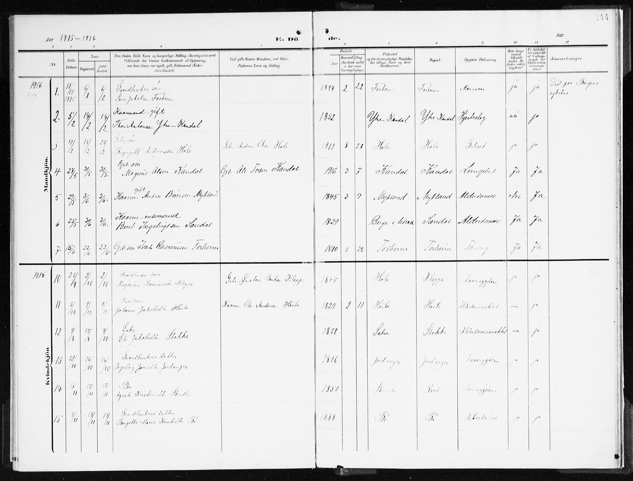 Gloppen sokneprestembete, AV/SAB-A-80101/H/Haa/Haac/L0003: Parish register (official) no. C 3, 1904-1921, p. 244