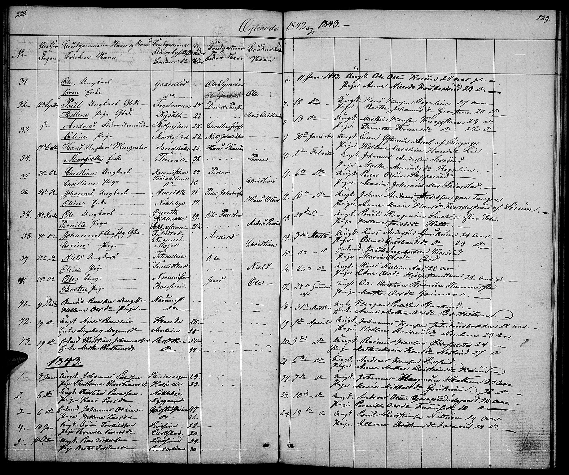 Vestre Toten prestekontor, SAH/PREST-108/H/Ha/Hab/L0002: Parish register (copy) no. 2, 1836-1848, p. 228-229