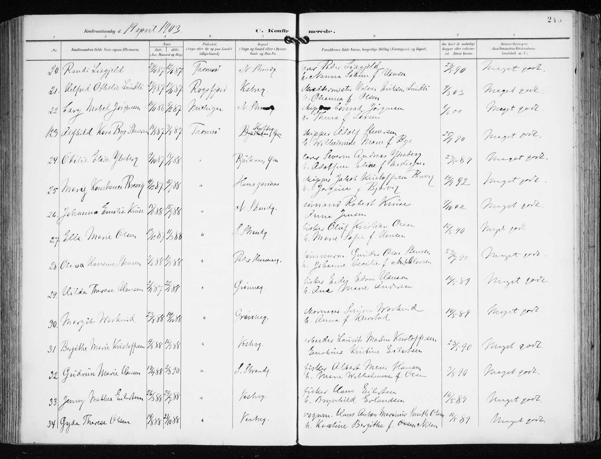 Tromsø sokneprestkontor/stiftsprosti/domprosti, AV/SATØ-S-1343/G/Ga/L0016kirke: Parish register (official) no. 16, 1899-1906, p. 248