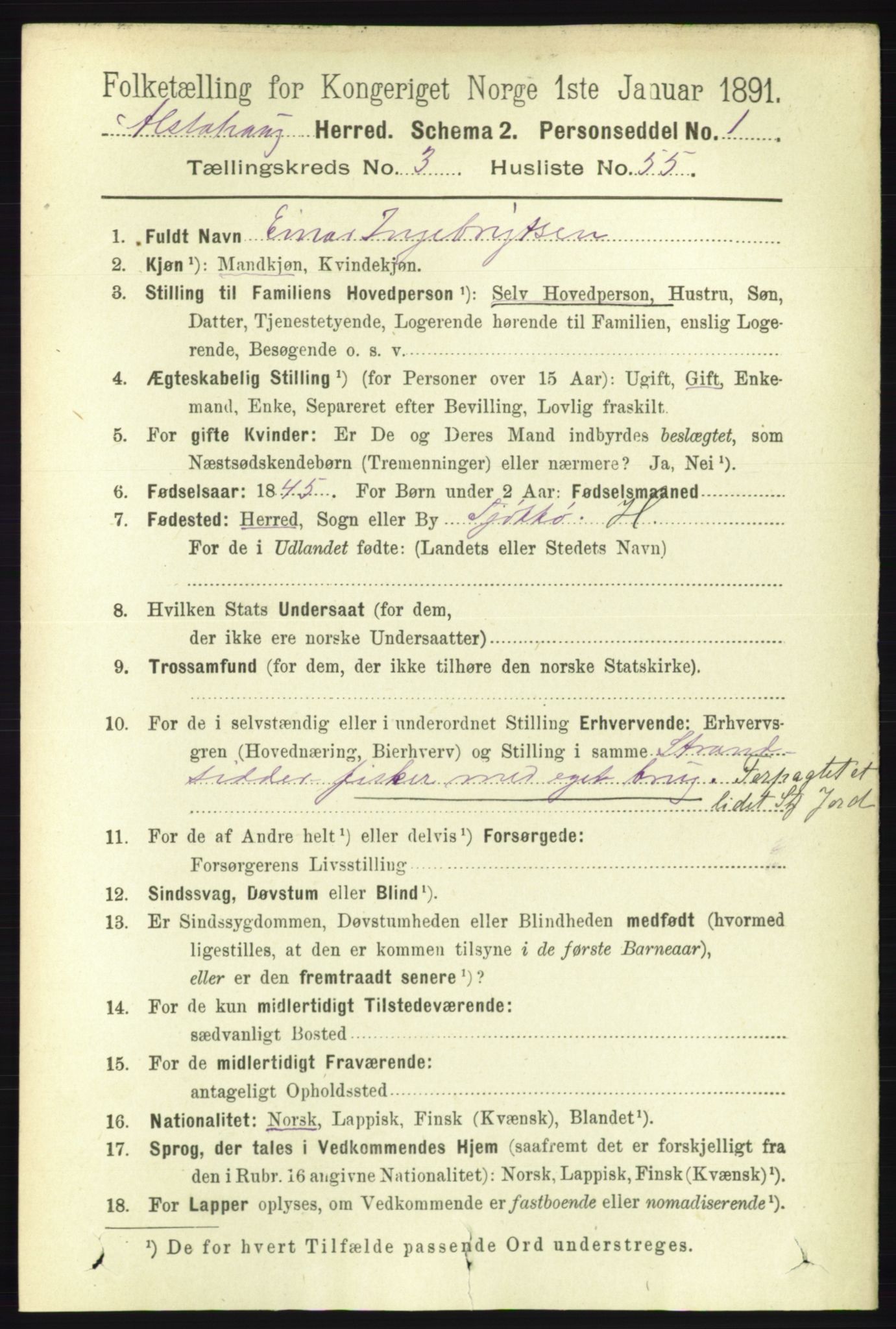 RA, 1891 census for 1820 Alstahaug, 1891, p. 1451