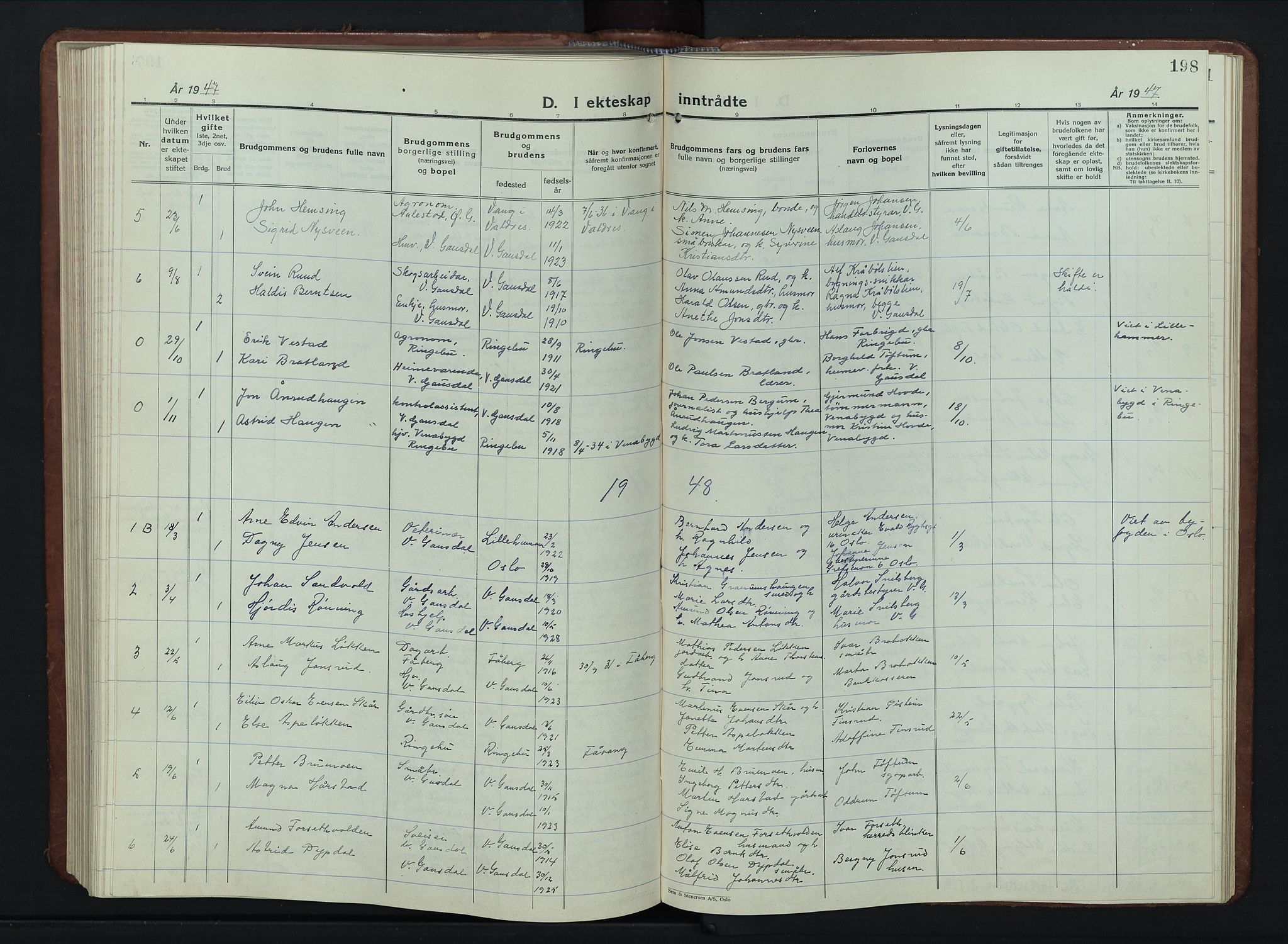 Vestre Gausdal prestekontor, AV/SAH-PREST-094/H/Ha/Hab/L0005: Parish register (copy) no. 5, 1926-1955, p. 198