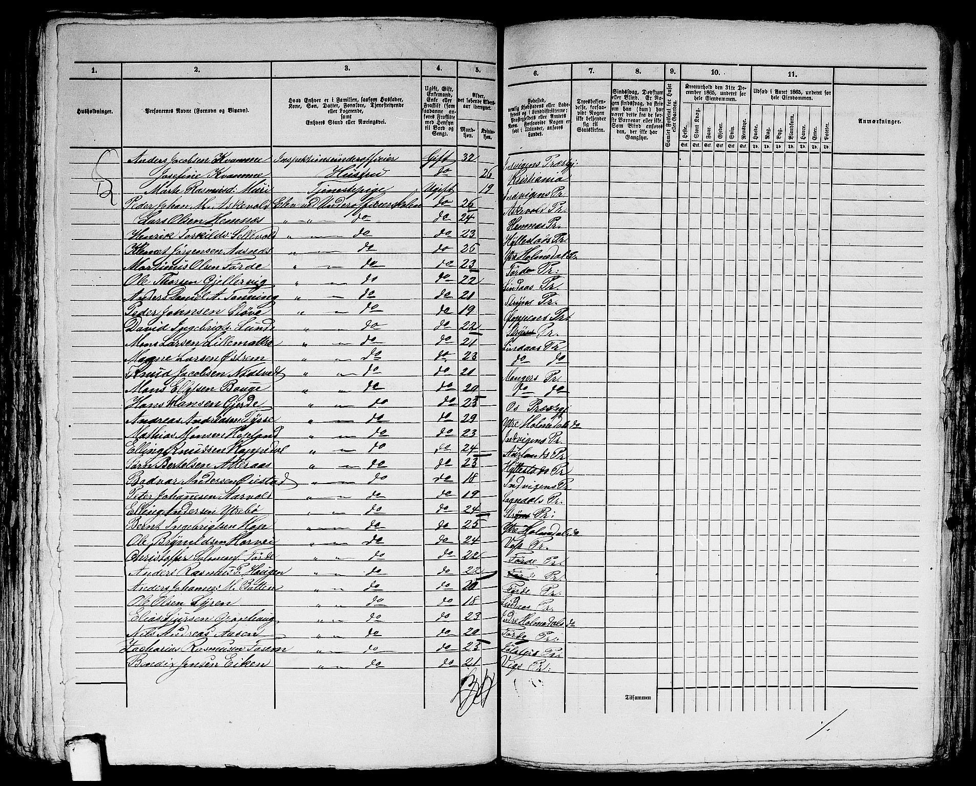 RA, 1865 census for Bergen, 1865, p. 3906