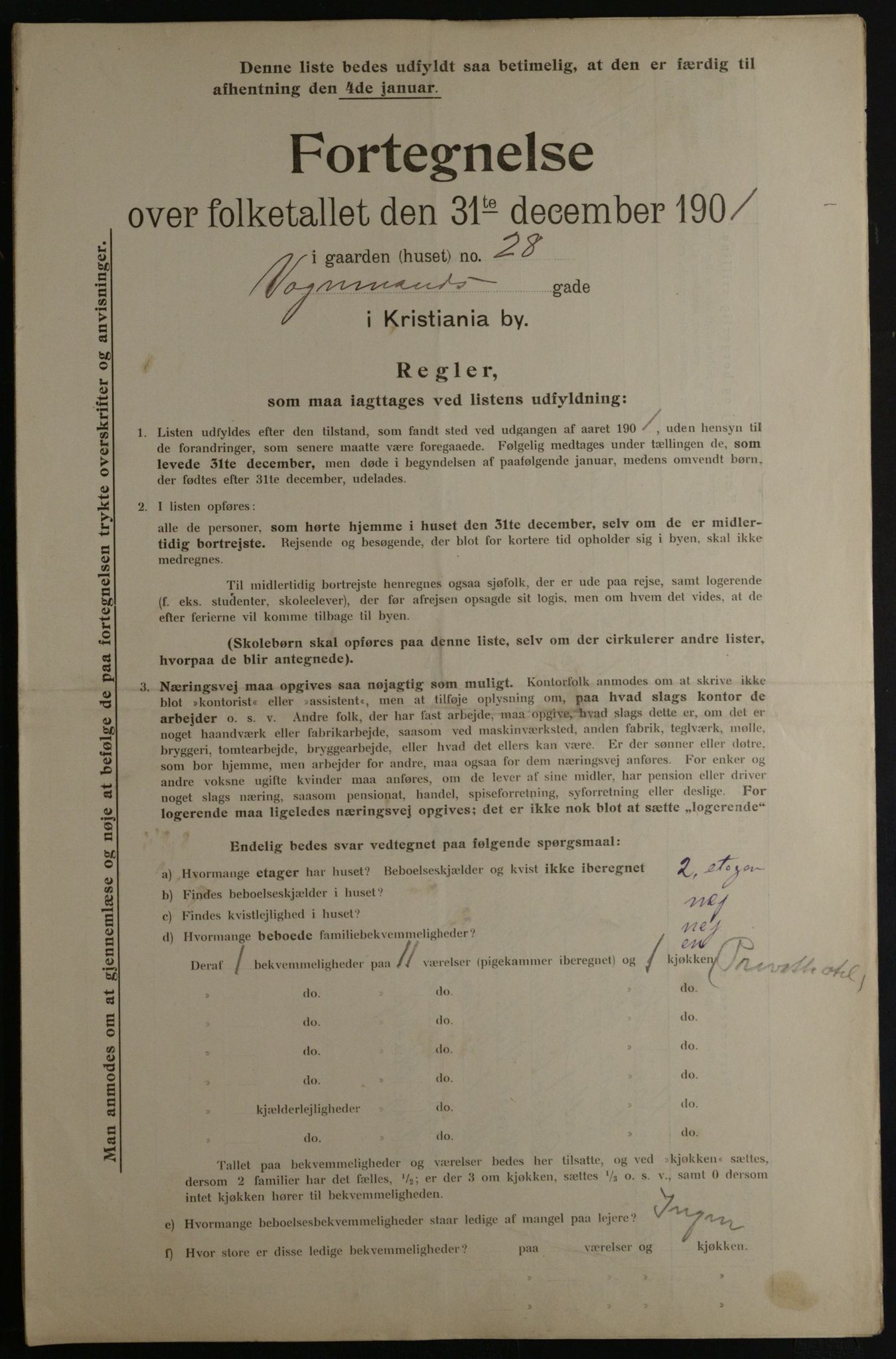 OBA, Municipal Census 1901 for Kristiania, 1901, p. 19037