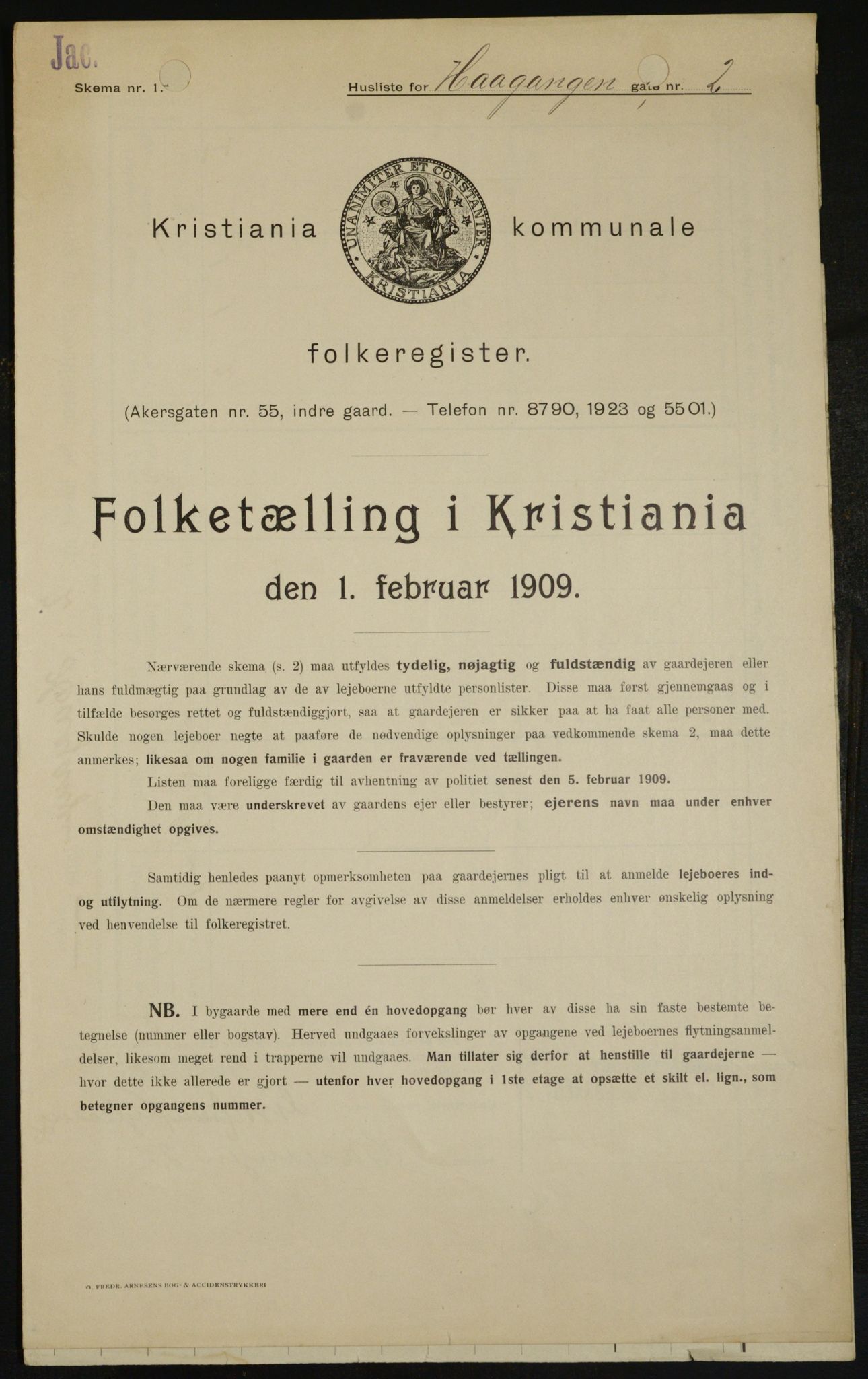 OBA, Municipal Census 1909 for Kristiania, 1909, p. 38788