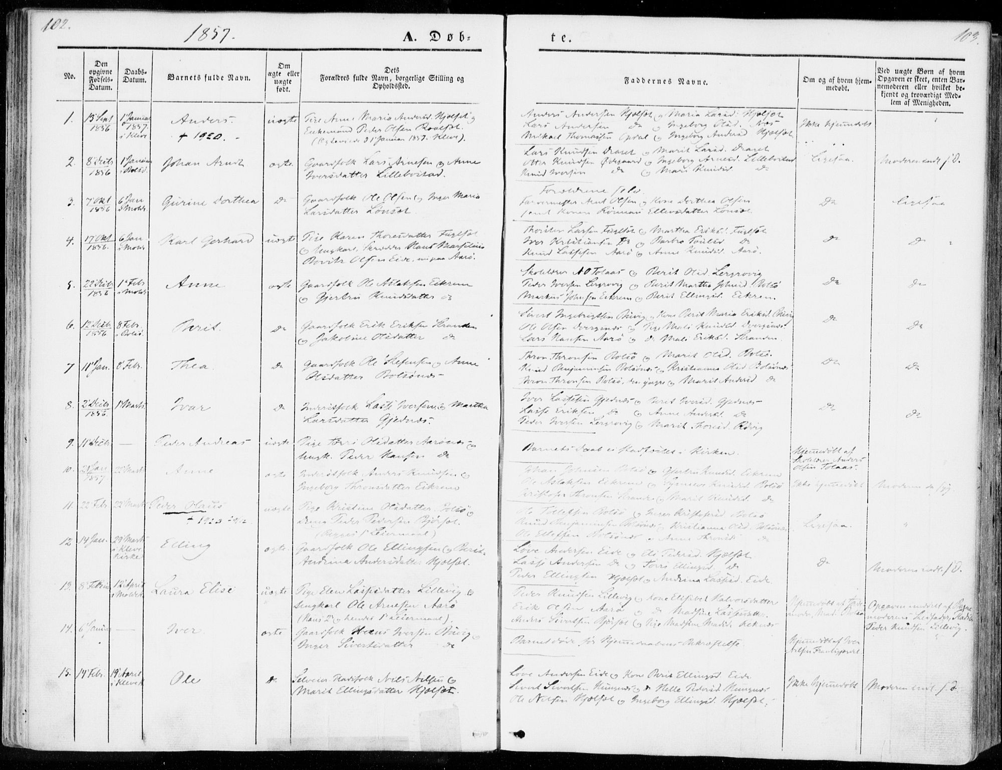 Ministerialprotokoller, klokkerbøker og fødselsregistre - Møre og Romsdal, SAT/A-1454/555/L0653: Parish register (official) no. 555A04, 1843-1869, p. 102-103