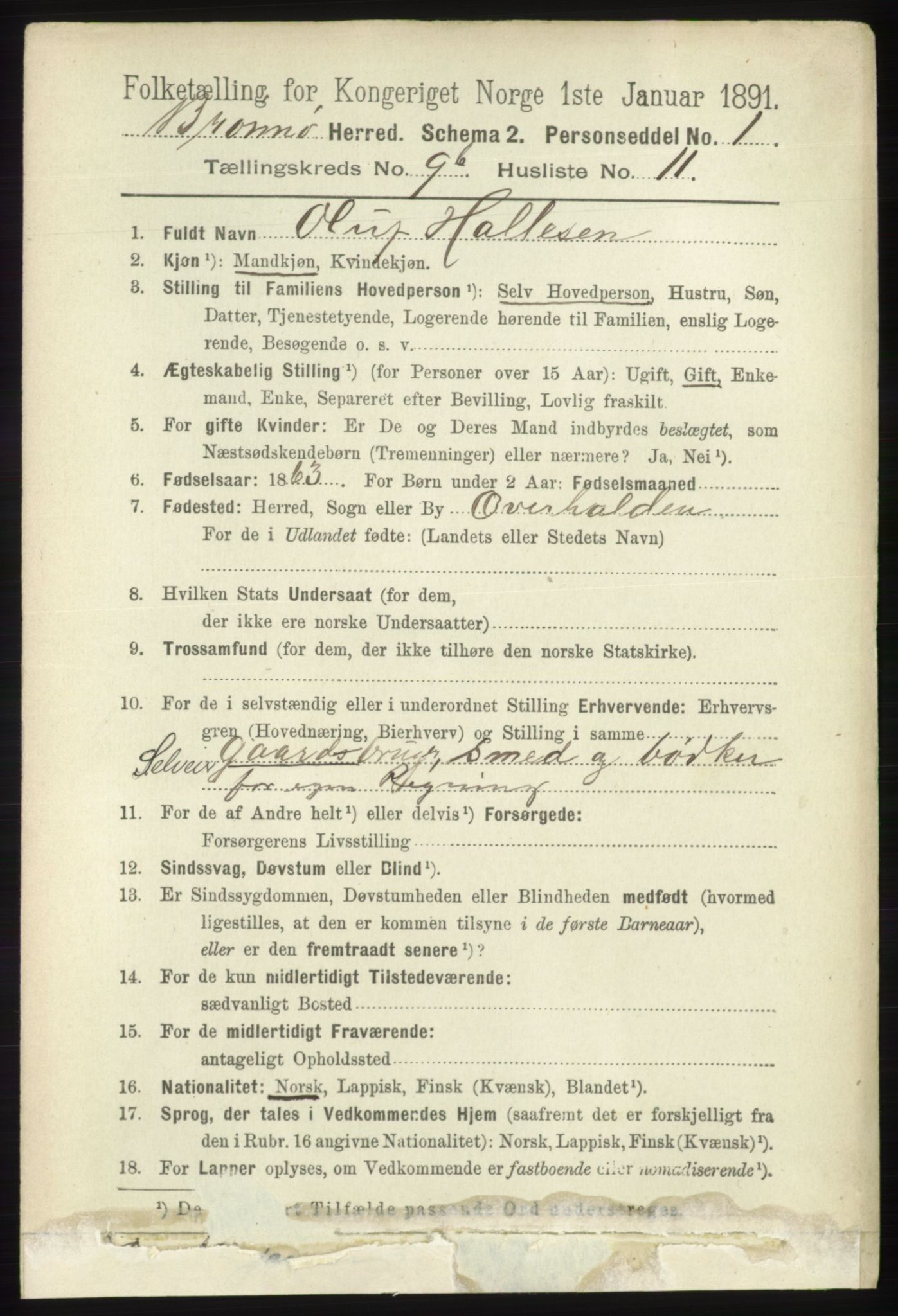 RA, 1891 census for 1814 Brønnøy, 1891, p. 5491