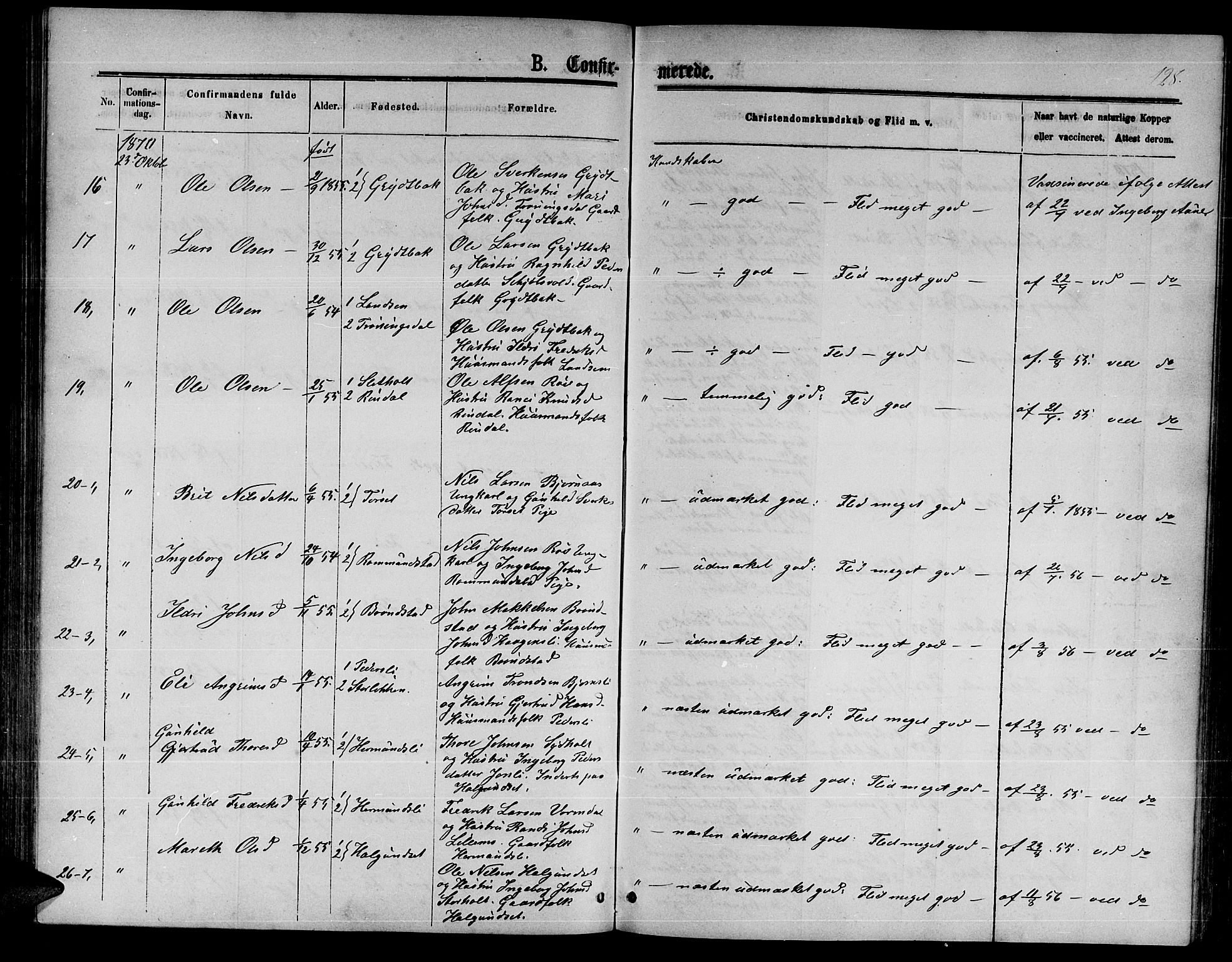 Ministerialprotokoller, klokkerbøker og fødselsregistre - Møre og Romsdal, AV/SAT-A-1454/598/L1076: Parish register (copy) no. 598C01, 1867-1878, p. 128