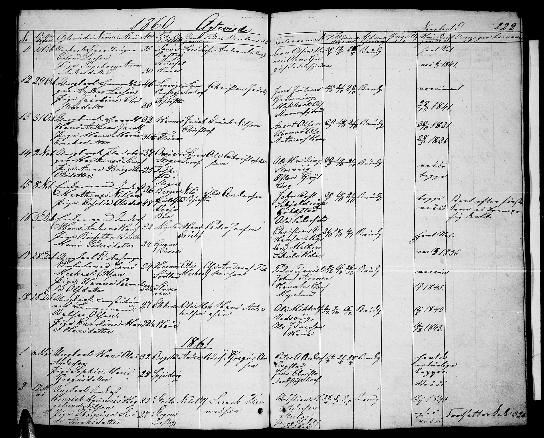 Ministerialprotokoller, klokkerbøker og fødselsregistre - Nordland, AV/SAT-A-1459/888/L1265: Parish register (copy) no. 888C03, 1850-1863, p. 222a