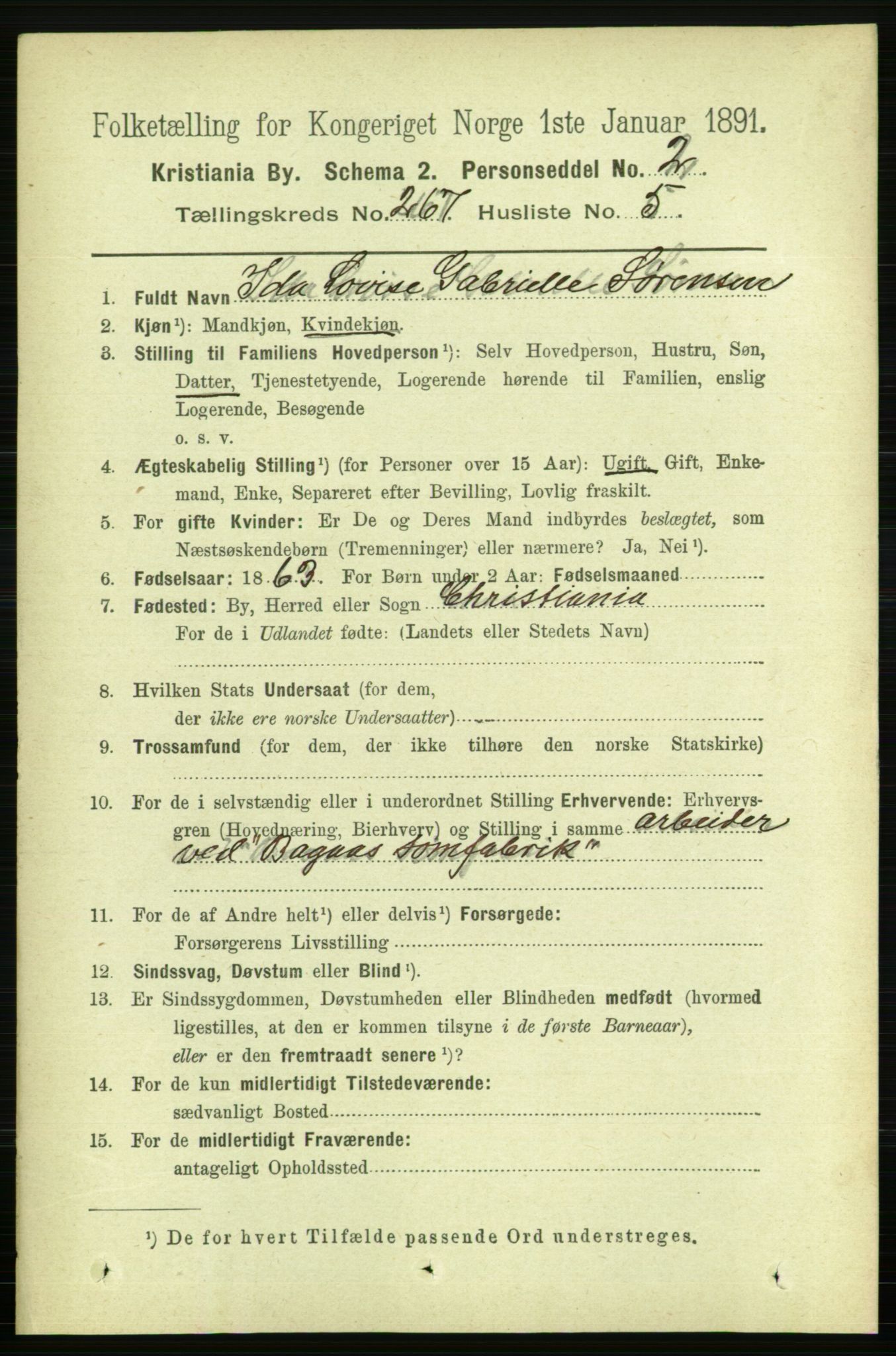 RA, 1891 census for 0301 Kristiania, 1891, p. 161566