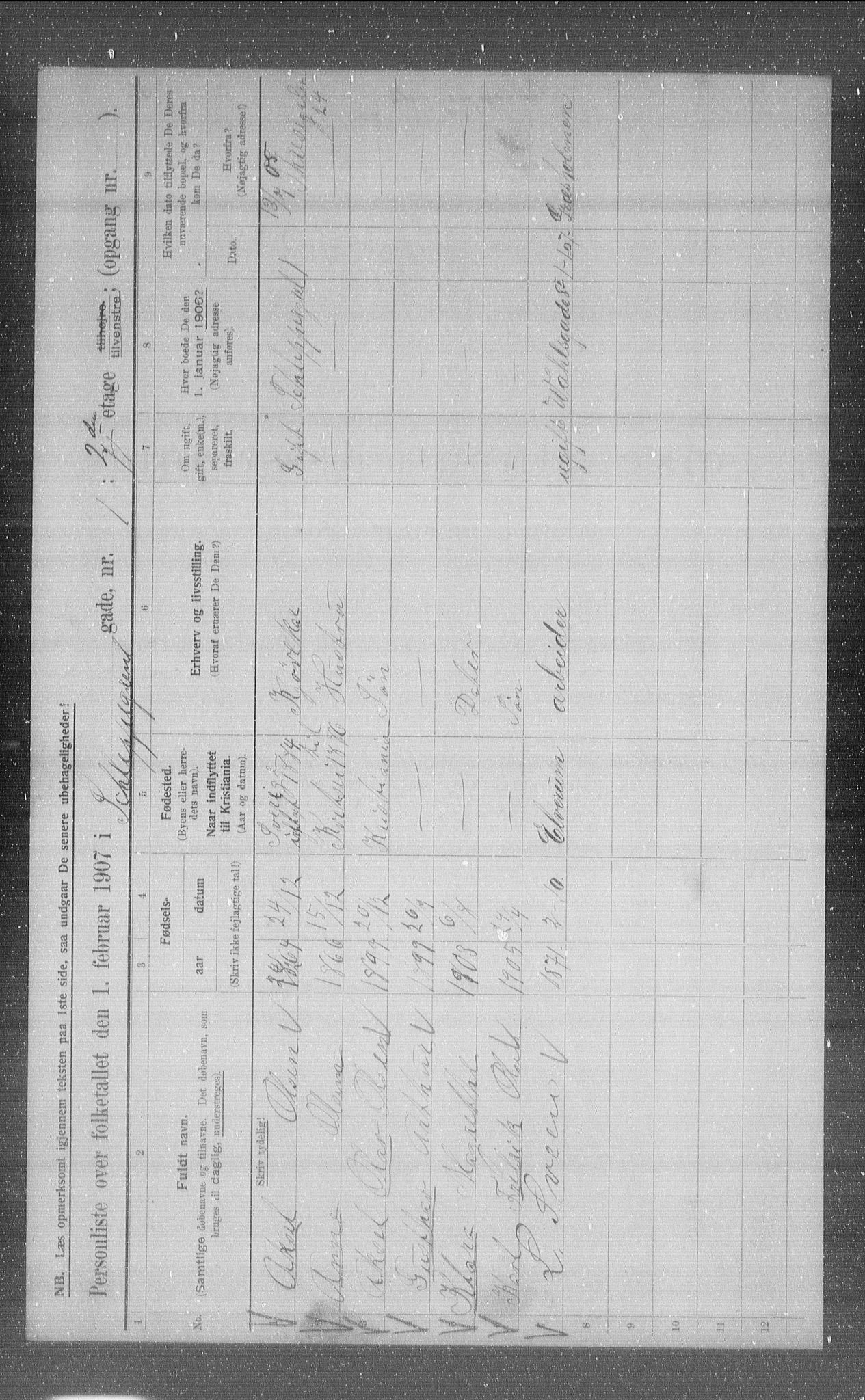 OBA, Municipal Census 1907 for Kristiania, 1907, p. 45834