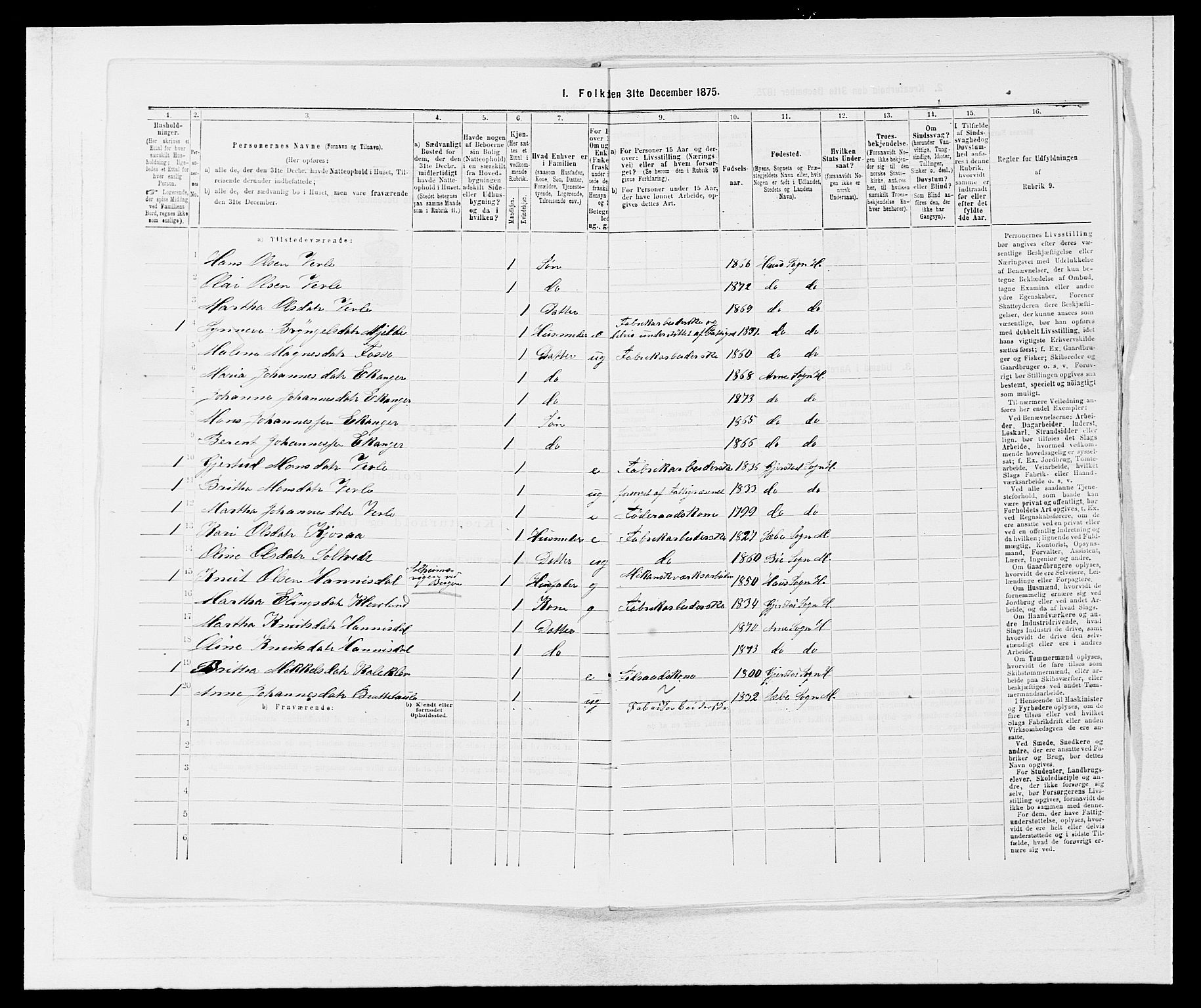 SAB, 1875 census for 1250P Haus, 1875, p. 803