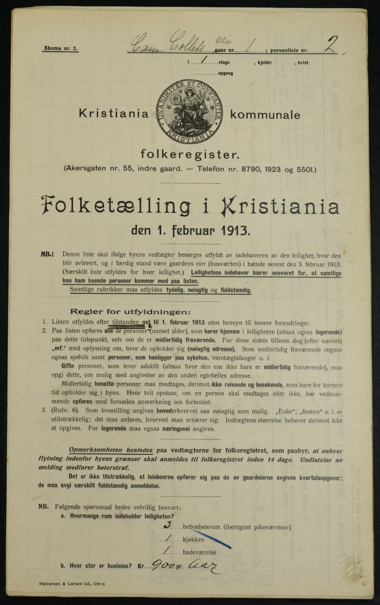 OBA, Municipal Census 1913 for Kristiania, 1913, p. 11594