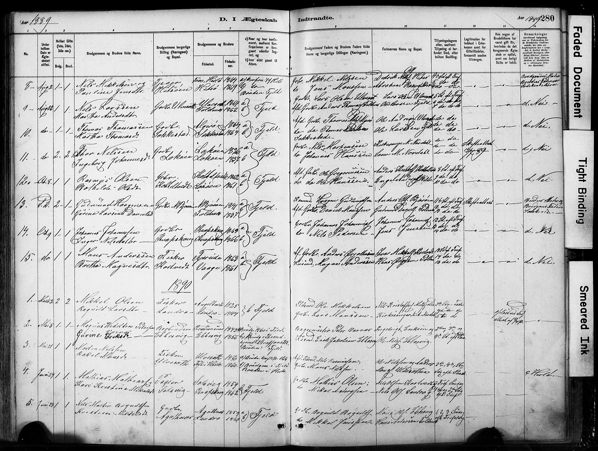 Fjell sokneprestembete, SAB/A-75301/H/Hab: Parish register (copy) no. A 4, 1880-1899, p. 280