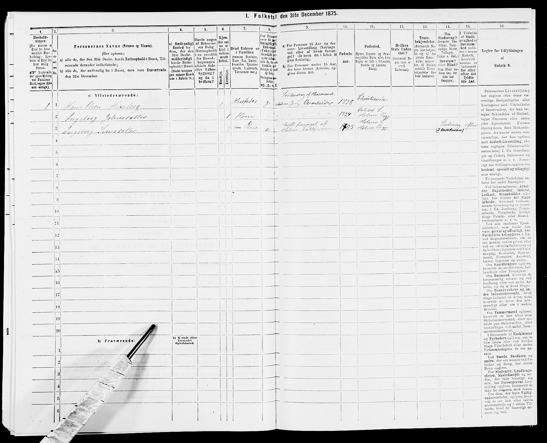 SAK, 1875 census for 1020P Holum, 1875, p. 368