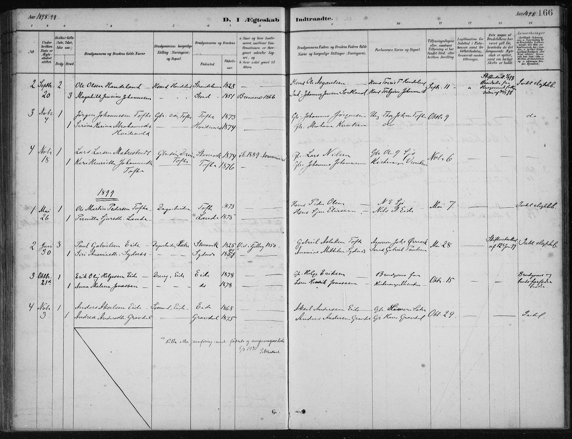 Fjelberg sokneprestembete, SAB/A-75201/H/Haa: Parish register (official) no. C  1, 1879-1918, p. 166