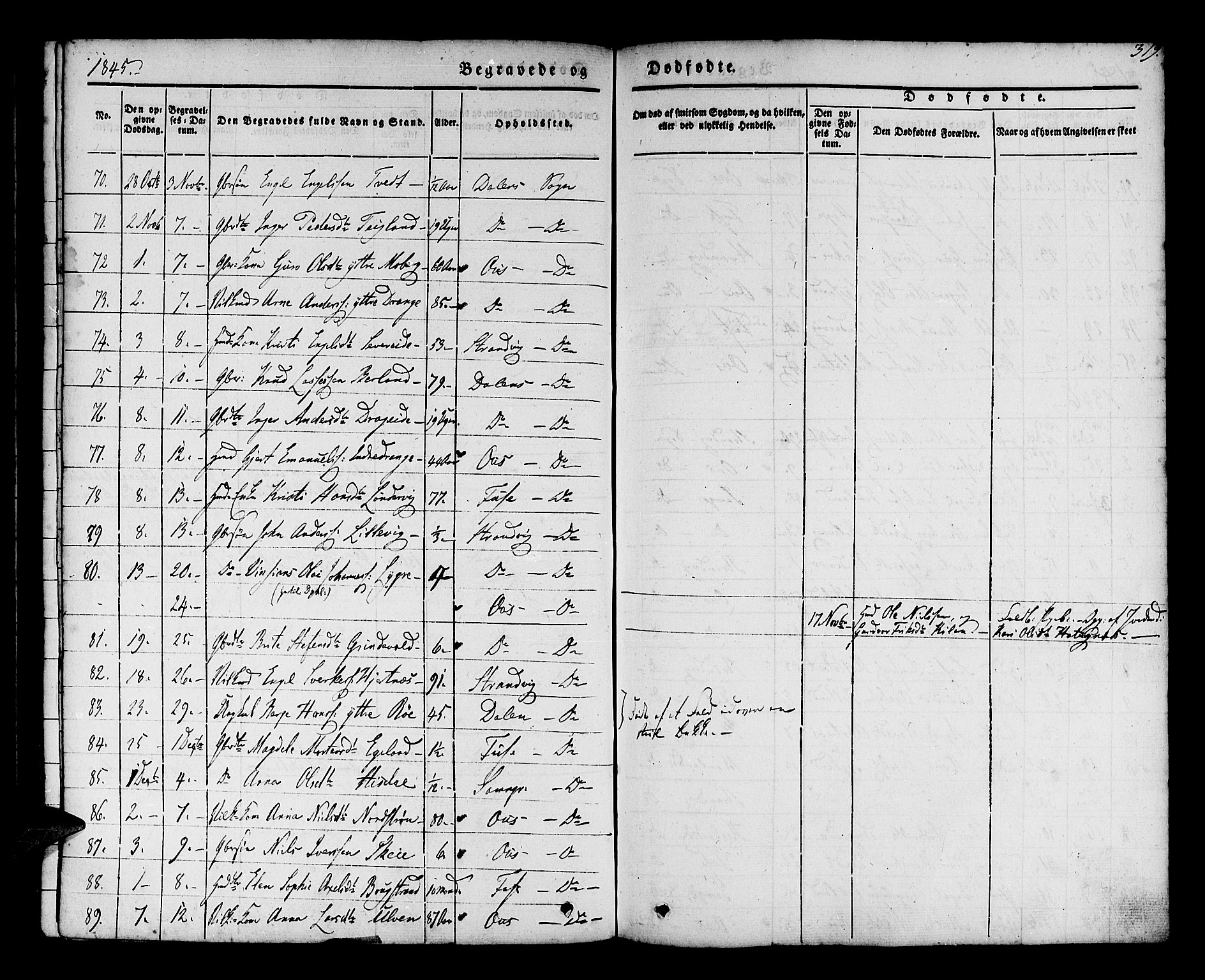 Os sokneprestembete, SAB/A-99929: Parish register (official) no. A 15, 1839-1851, p. 319
