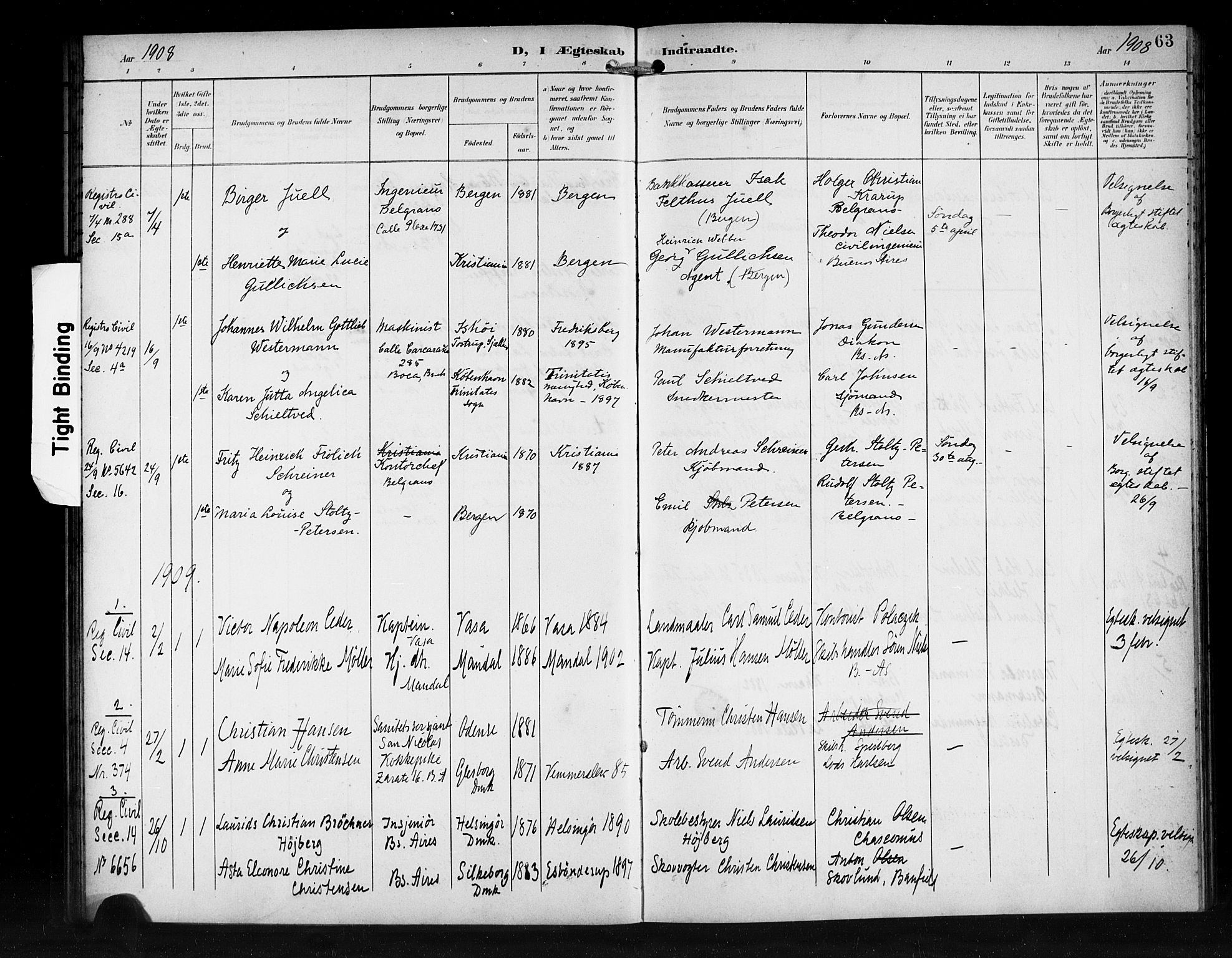 Den norske sjømannsmisjon i utlandet/Syd-Amerika (Buenos Aires m.fl.), SAB/SAB/PA-0118/H/Ha/L0002: Parish register (official) no. A 2, 1899-1919, p. 63