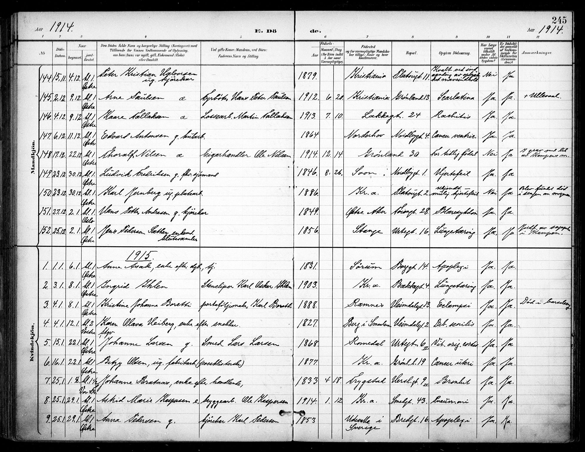 Grønland prestekontor Kirkebøker, SAO/A-10848/F/Fa/L0016: Parish register (official) no. 16, 1898-1918, p. 245