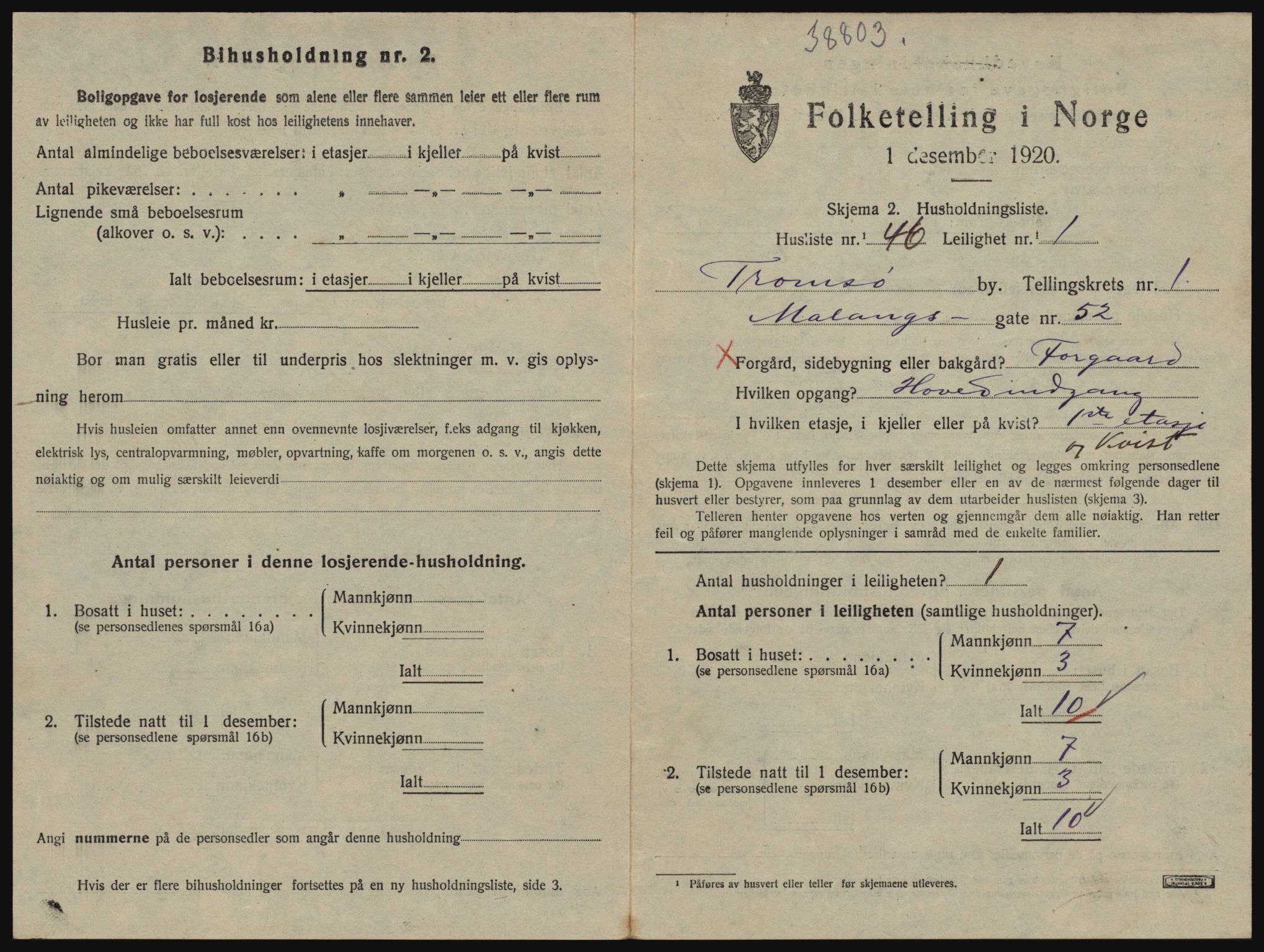 SATØ, 1920 census for Tromsø, 1920, p. 2567