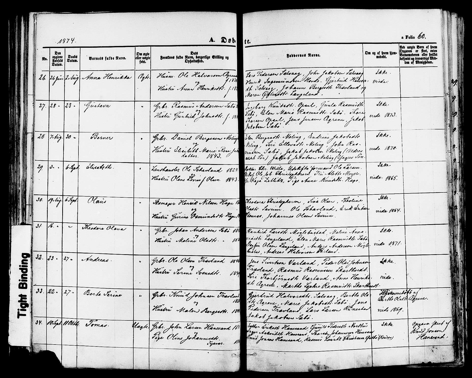 Finnøy sokneprestkontor, AV/SAST-A-101825/H/Ha/Haa/L0008: Parish register (official) no. A 8, 1863-1878, p. 60