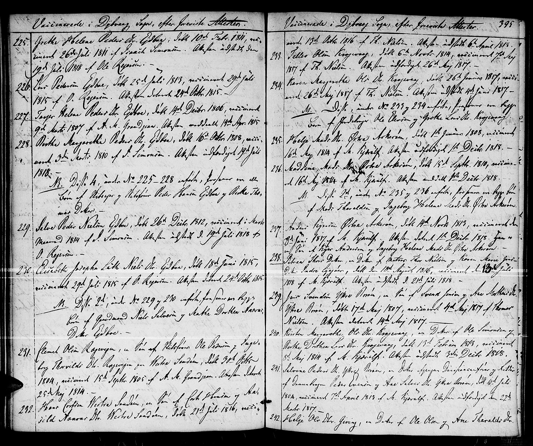 Dypvåg sokneprestkontor, AV/SAK-1111-0007/F/Fa/Faa/L0002: Parish register (official) no. A 2/ 1, 1813-1824, p. 395